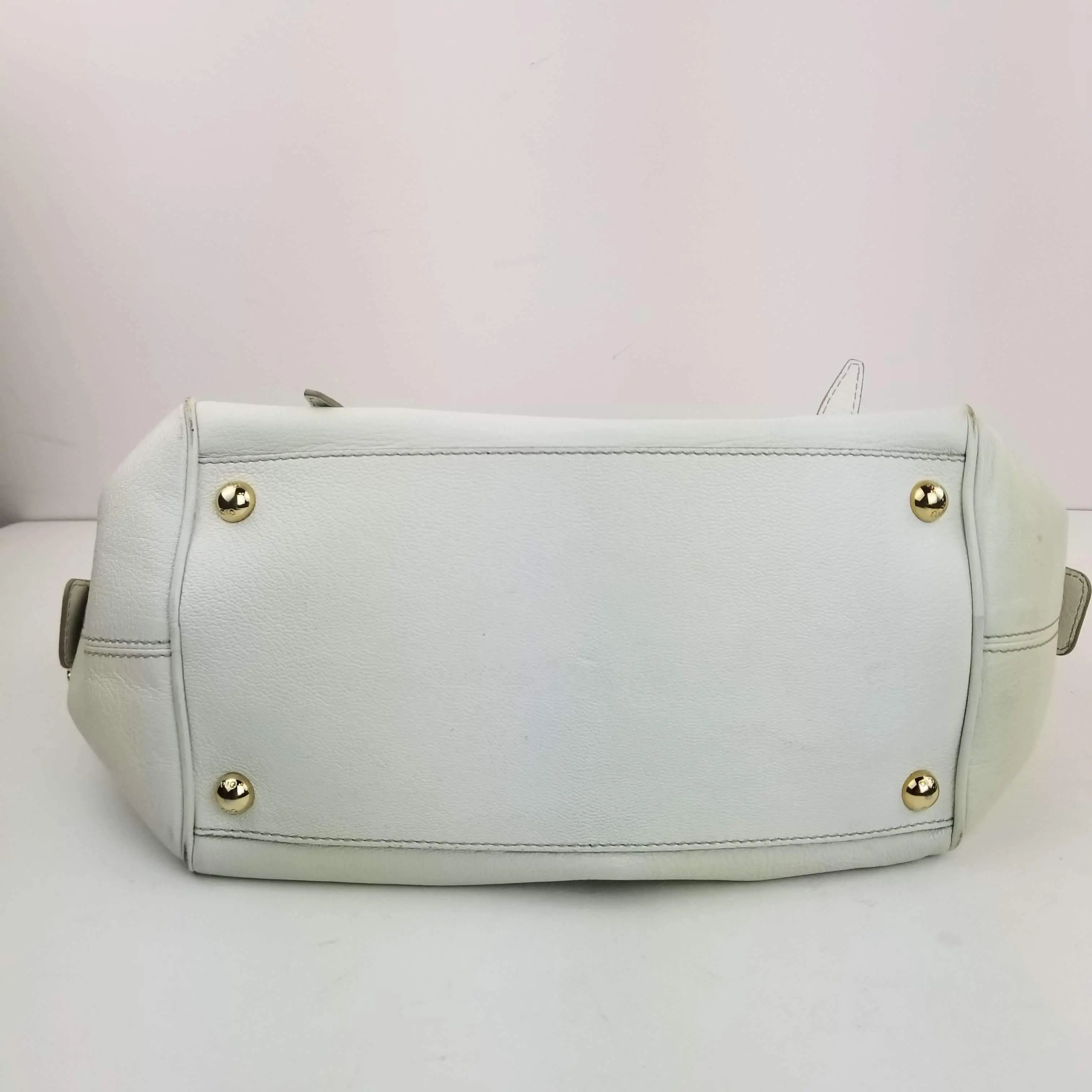 Dolce Gabbana White Goat Leather Large Handbag - Image 5