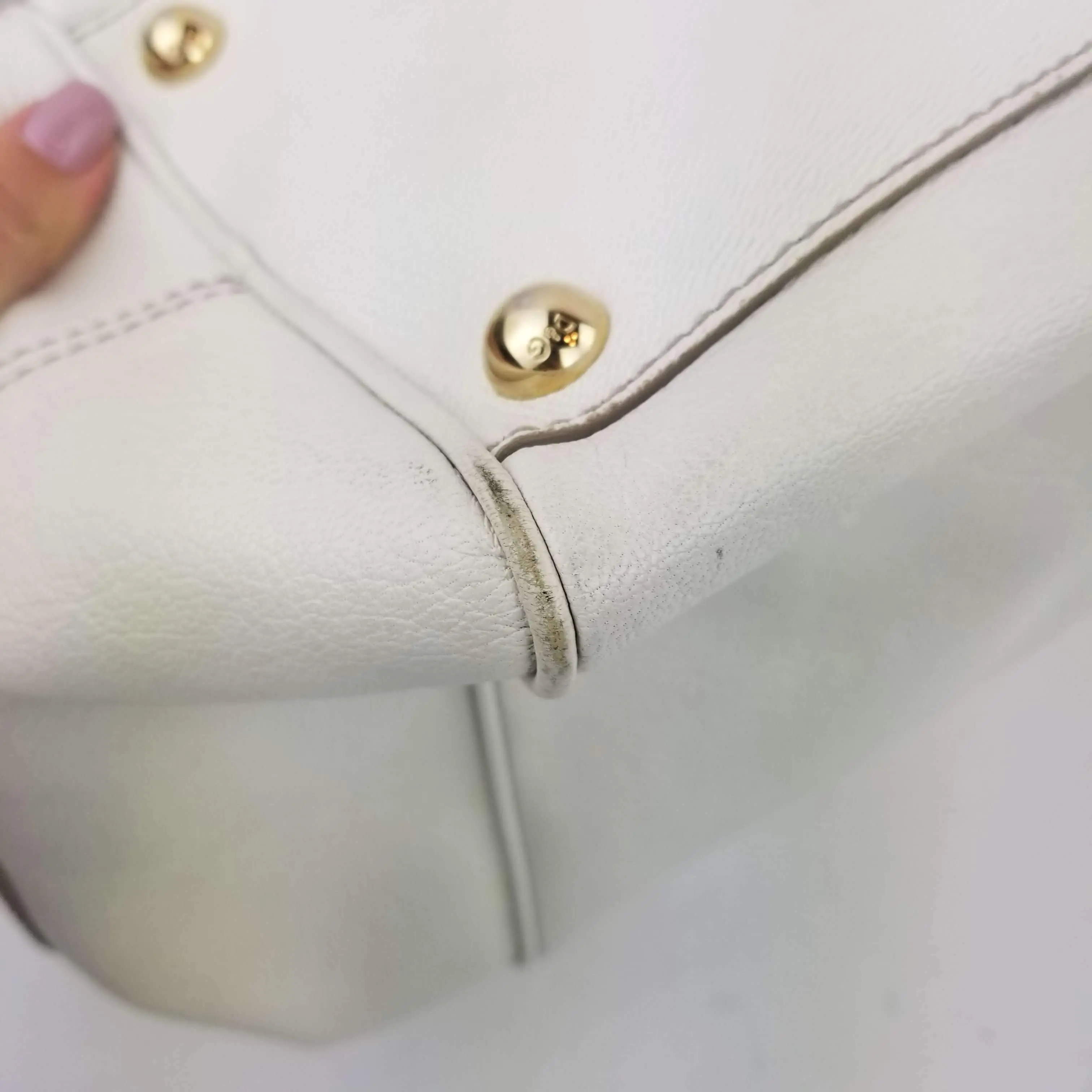 Dolce Gabbana White Goat Leather Large Handbag - Image 9