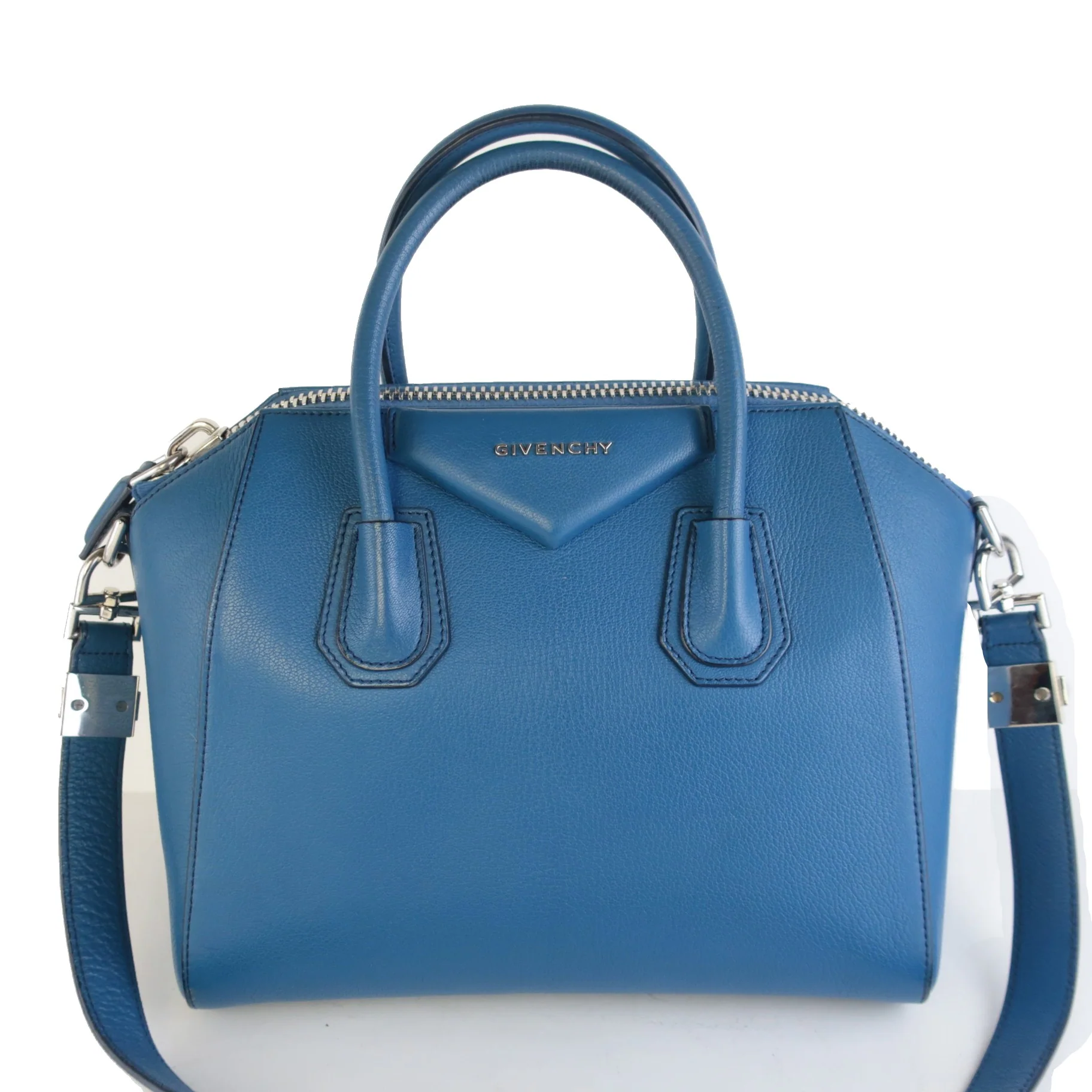 Givenchy Blue Pebbled Leather Antigona Shoulder bag - Image 3