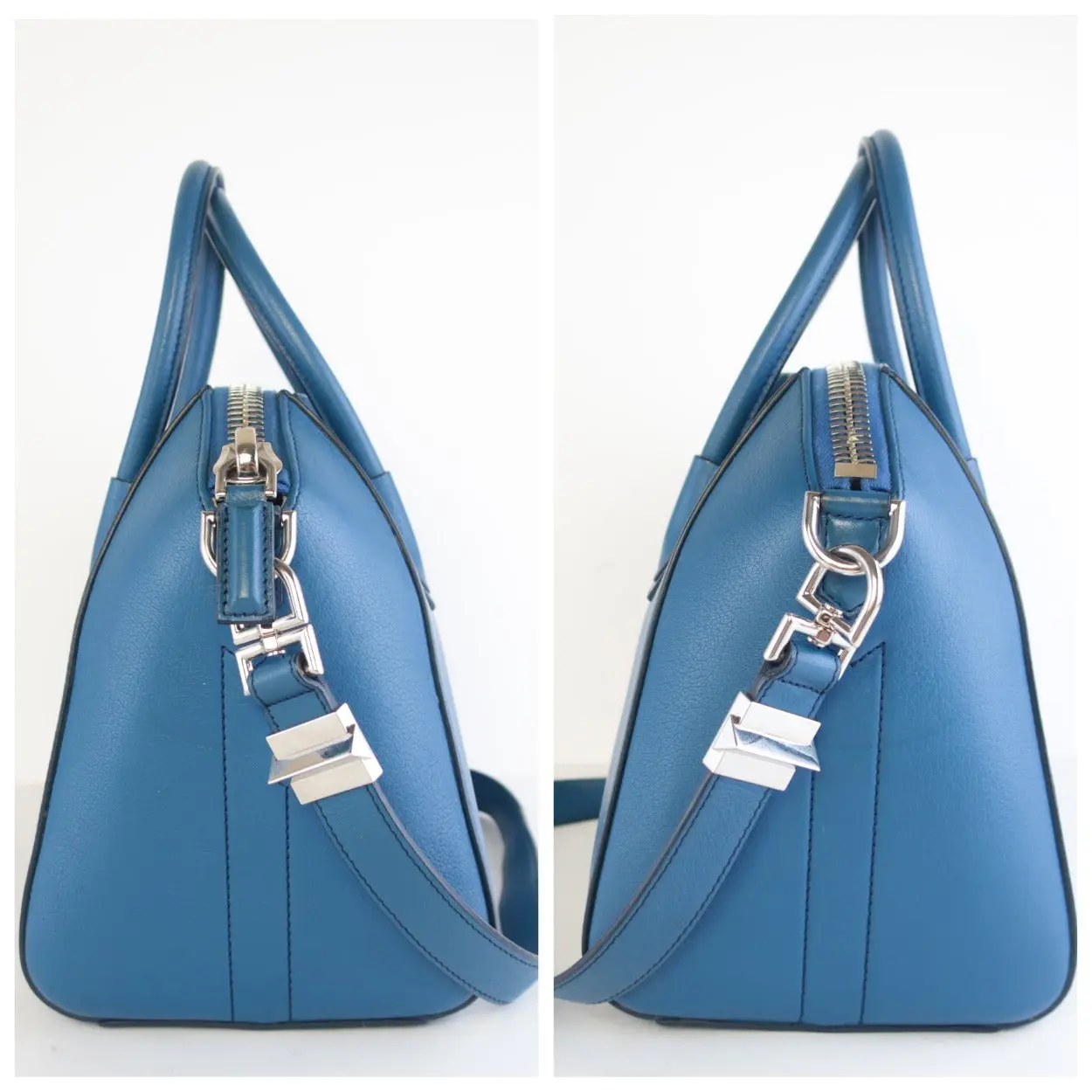 Givenchy Blue Pebbled Leather Antigona Shoulder bag - Image 9