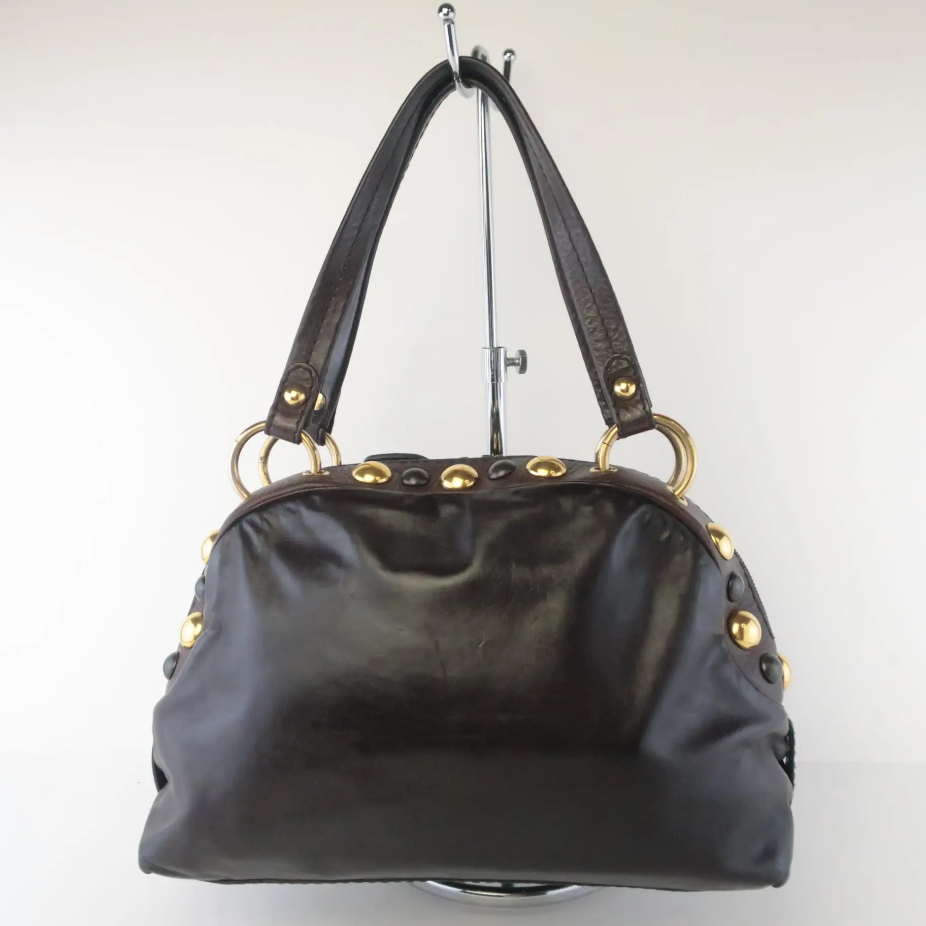 Gucci Black Leather Babouska Heart Dome Medium Satchel Bag - Image 5