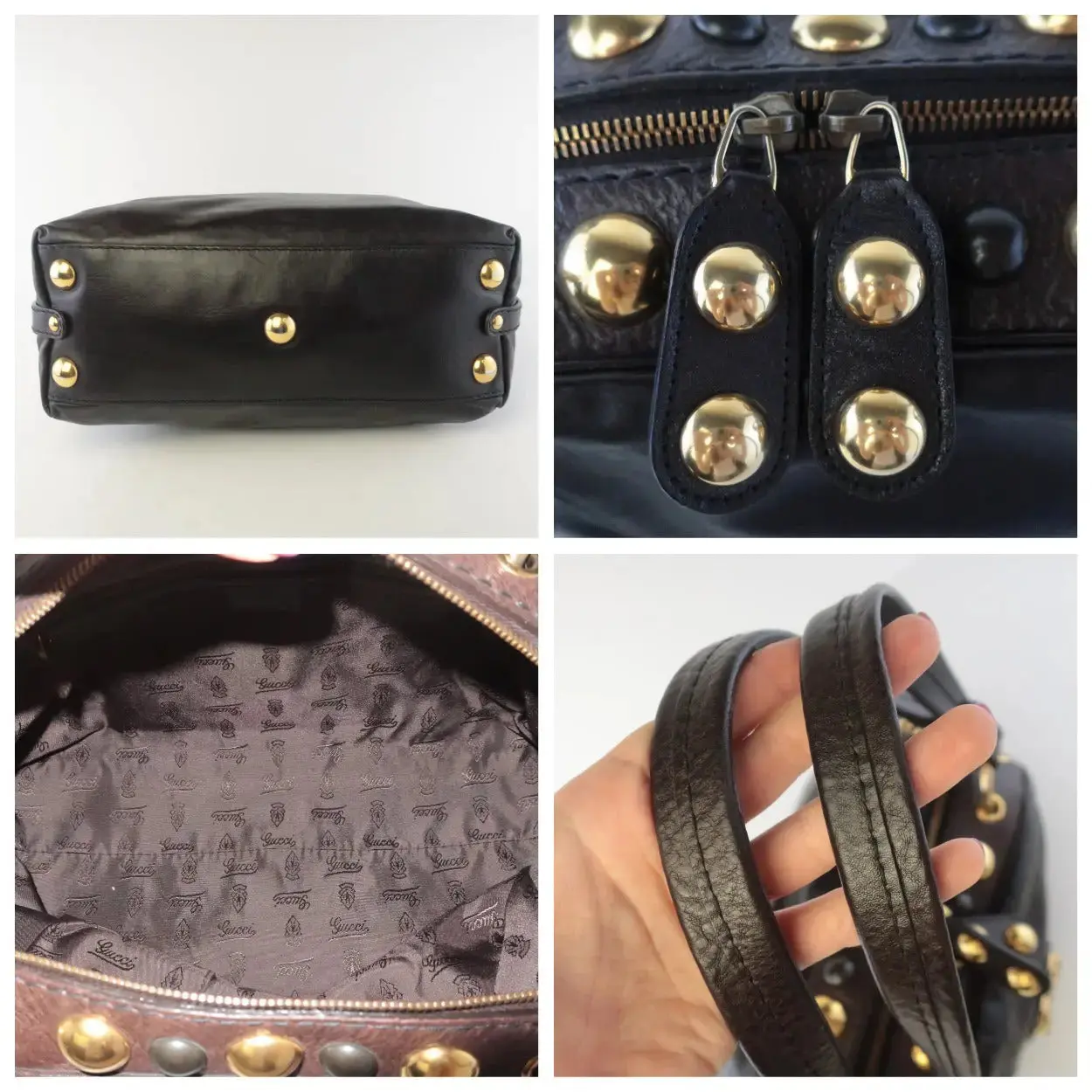 Gucci Black Leather Babouska Heart Dome Medium Satchel Bag - Image 7