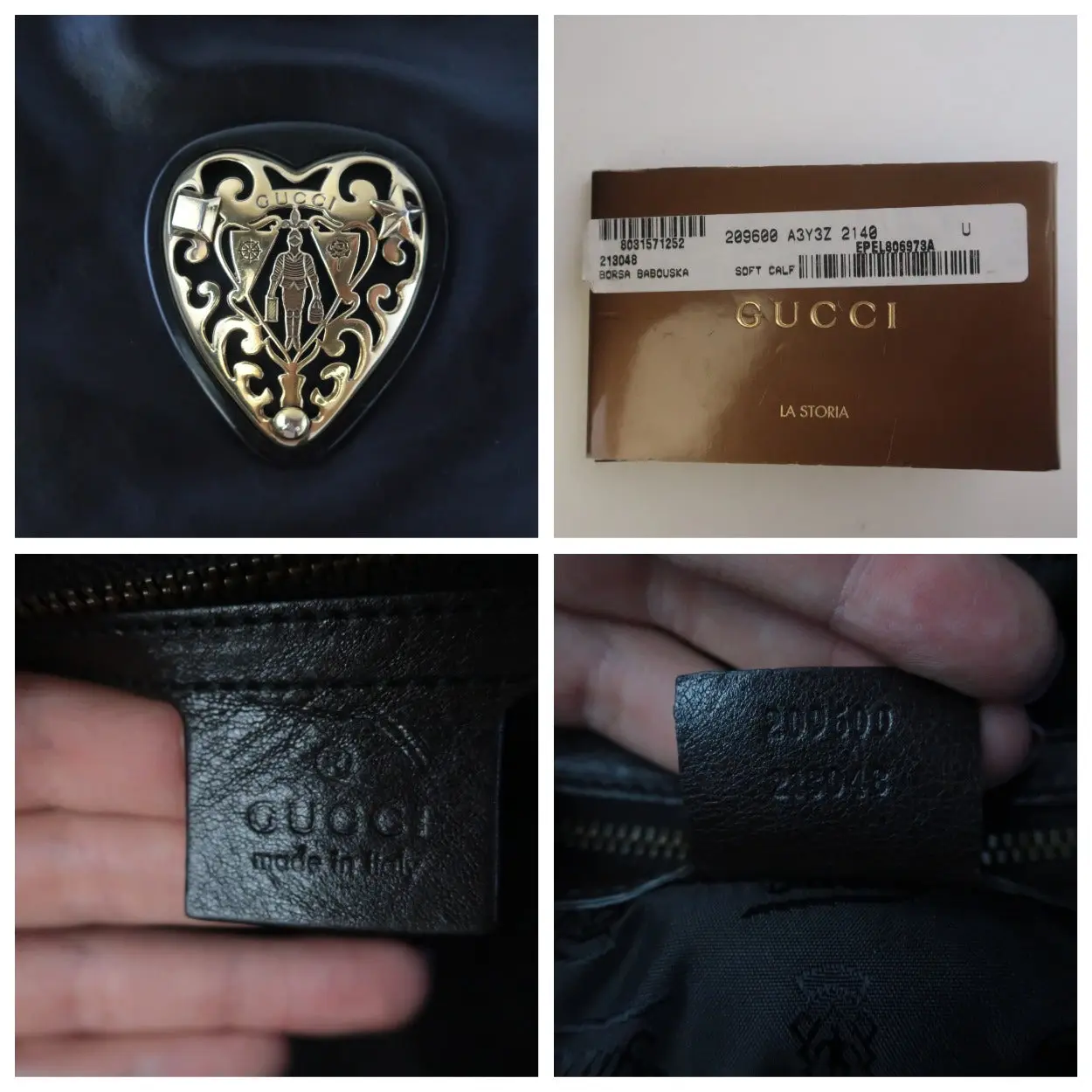 Gucci Black Leather Babouska Heart Dome Medium Satchel Bag - Image 9