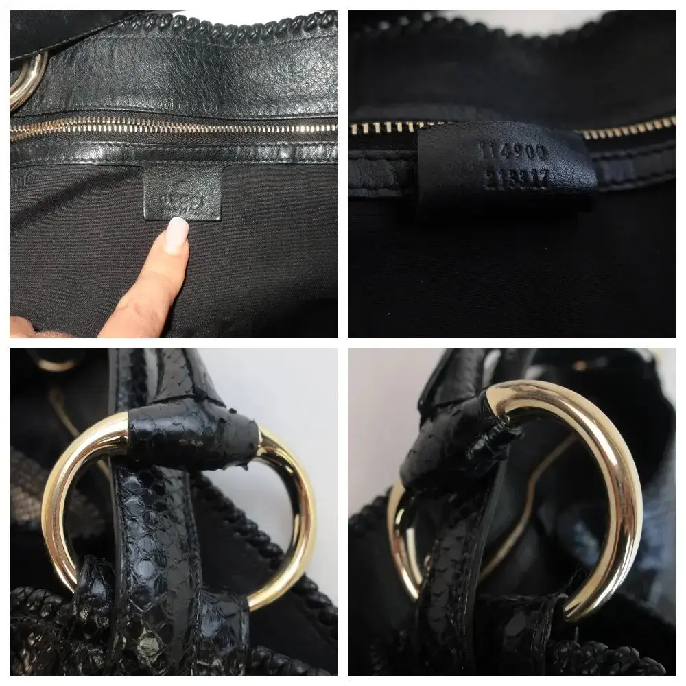Gucci Black Python Large Horsebit Hobo Bag - Image 6