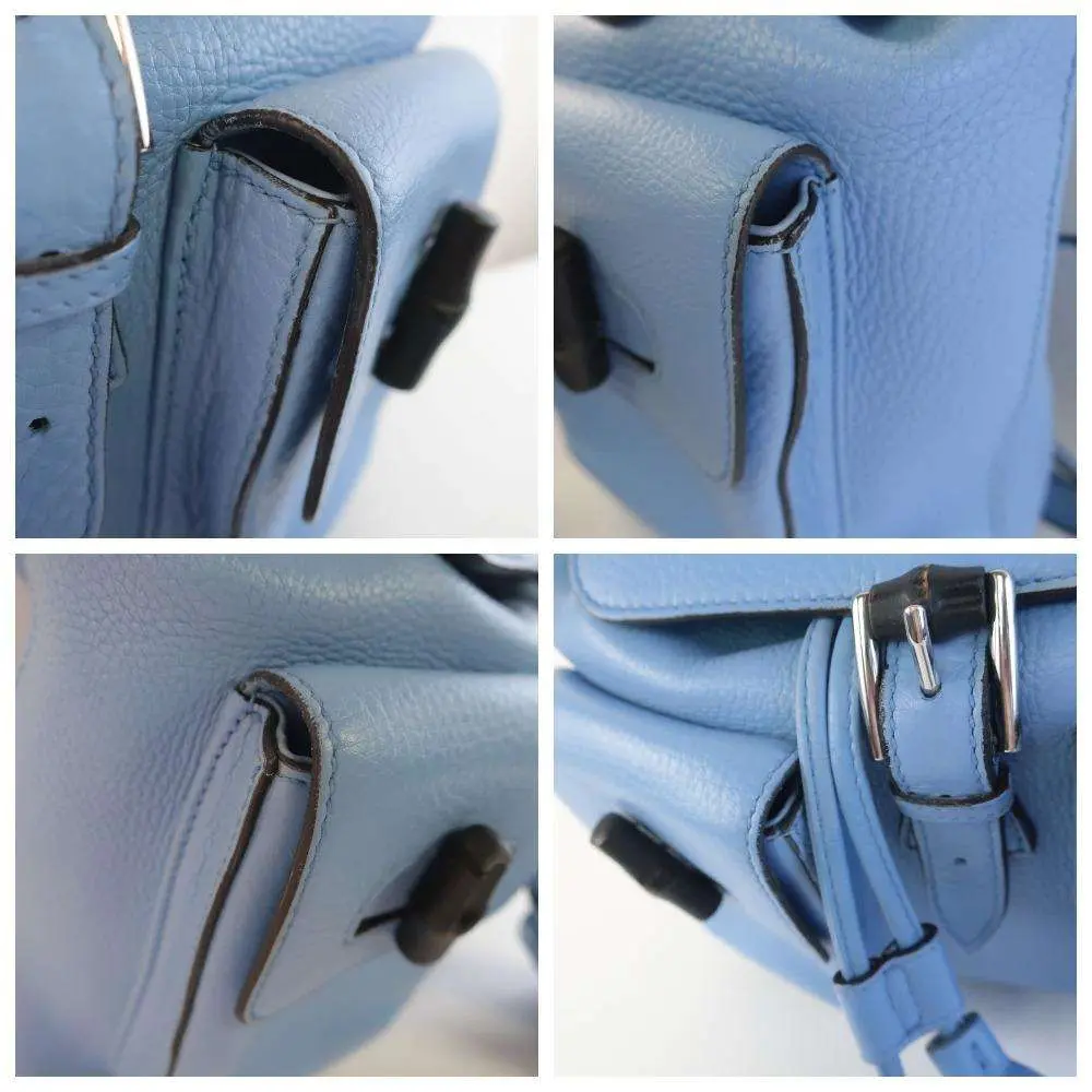 Gucci Calfskin Medium Bamboo Backpack Blue Jeans - Image 7