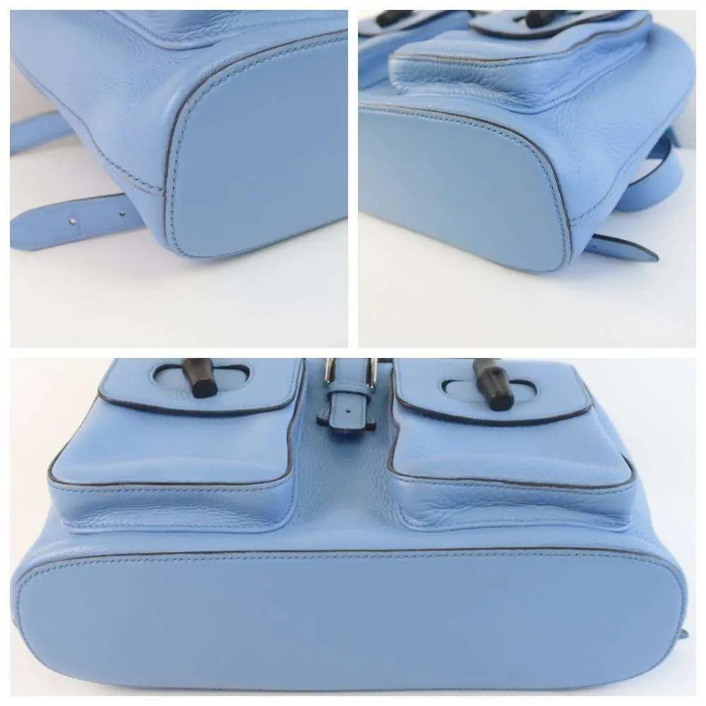 Gucci Calfskin Medium Bamboo Backpack Blue Jeans - Image 8