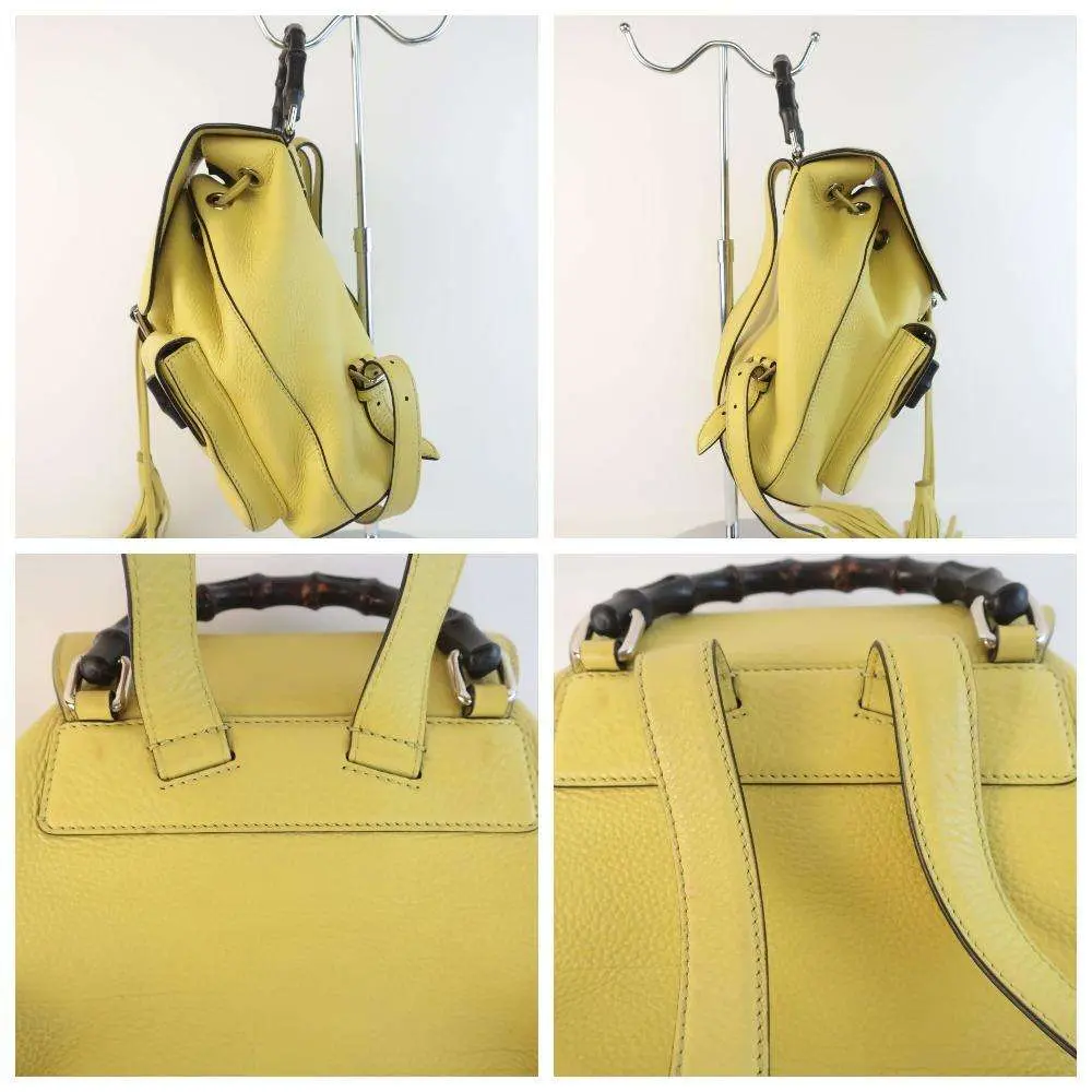 Gucci Calfskin Medium Bamboo Backpack Mimosa Flower - Image 5