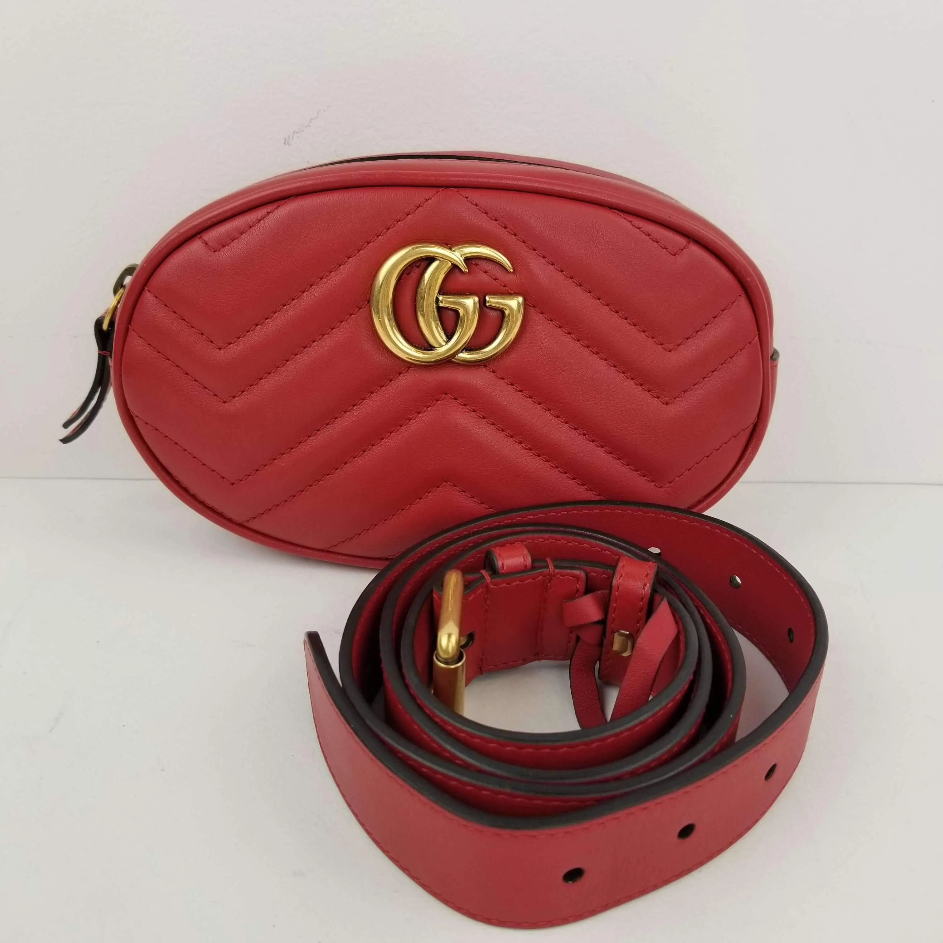 Gucci Red Quilted GG Marmont Waist Belt Bag - Image 3