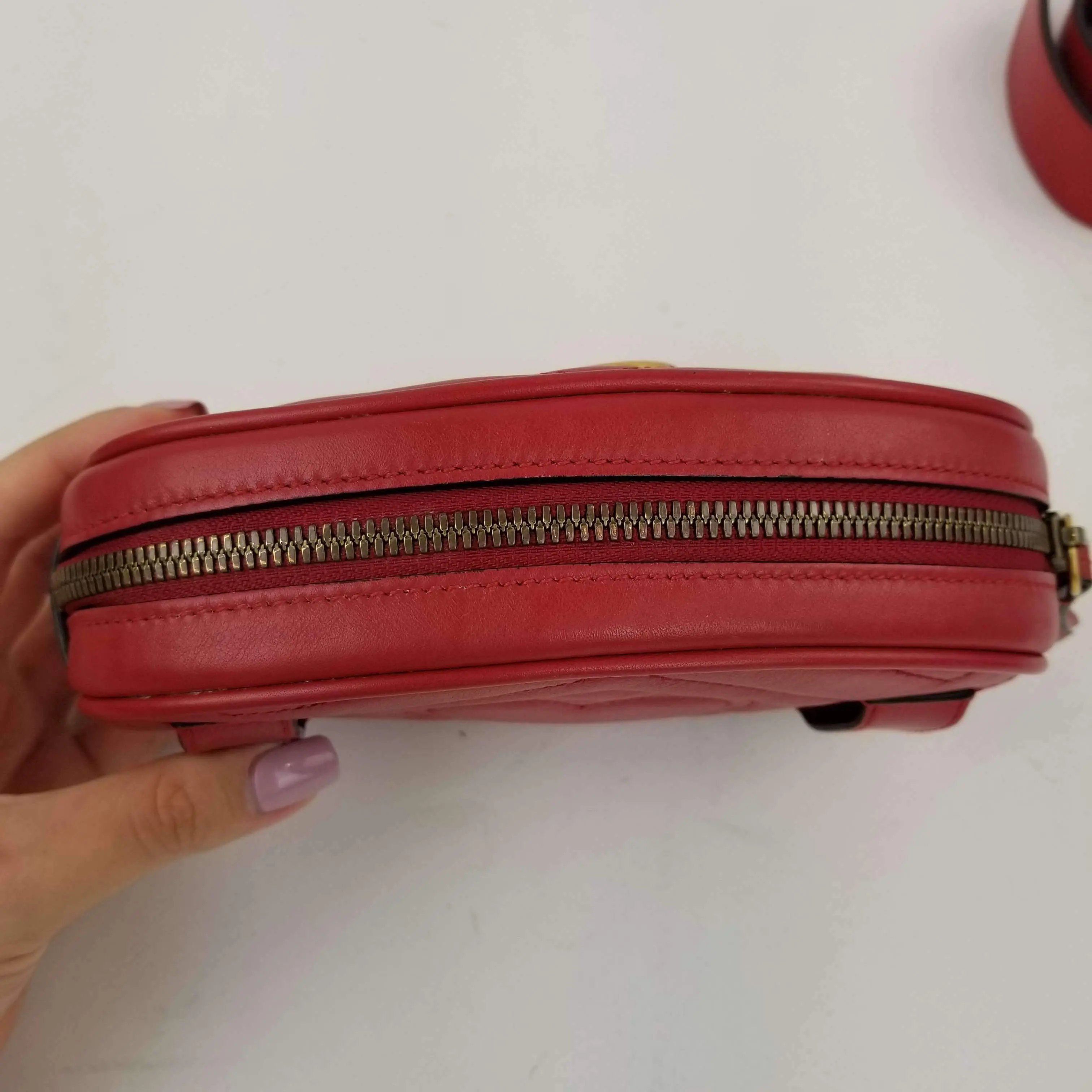 Gucci Red Quilted GG Marmont Waist Belt Bag - Image 5
