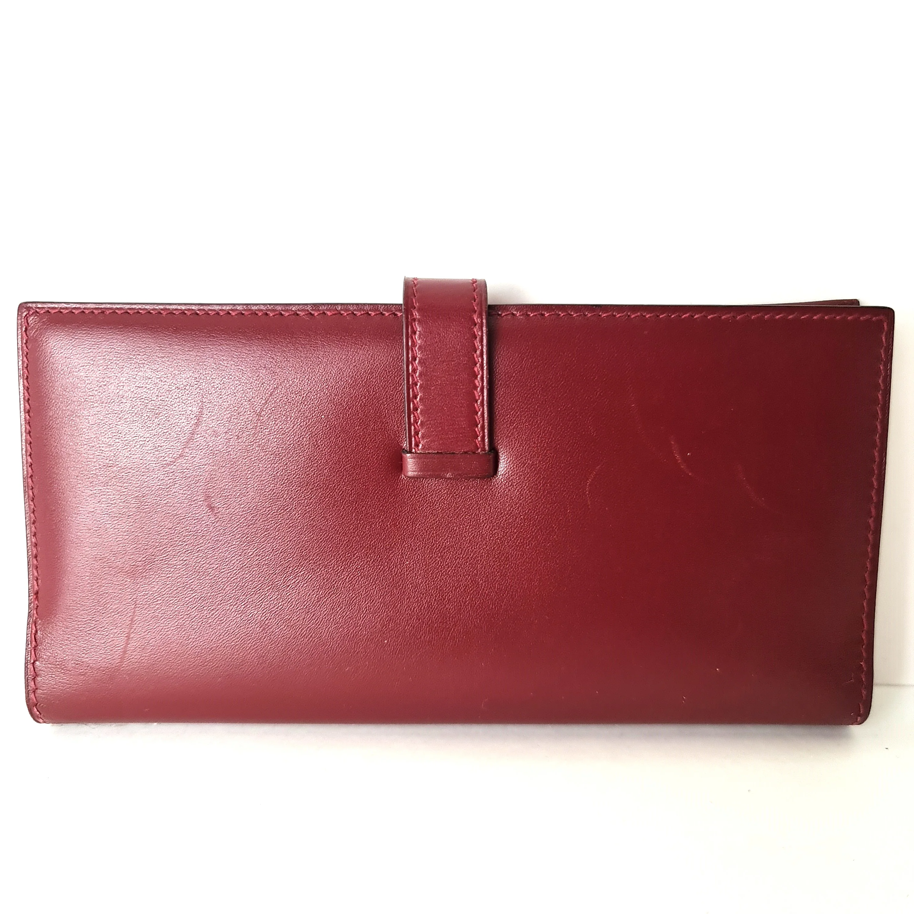 Hermes Bearn Maroon Swift Leather Wallet - Image 3