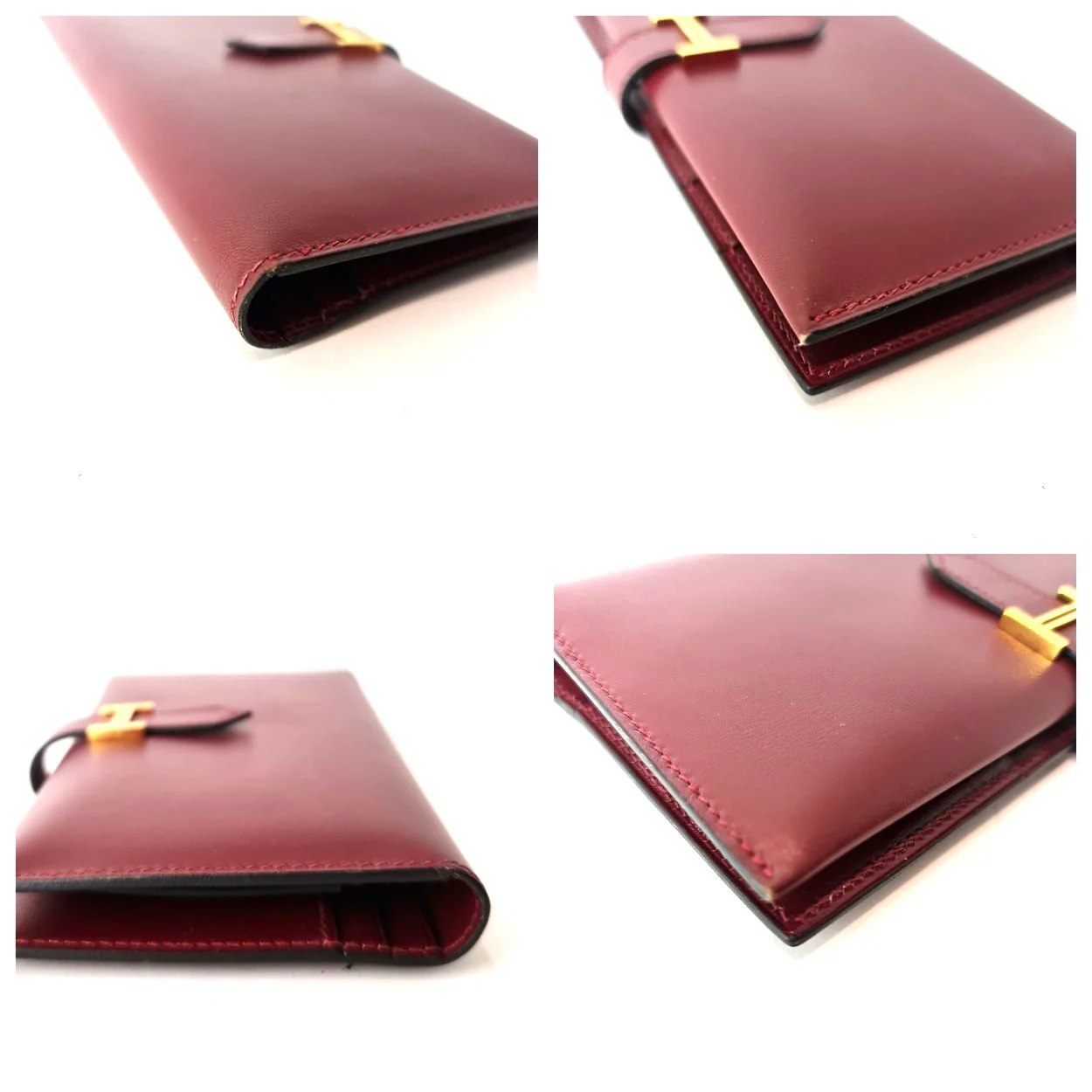Hermes Bearn Maroon Swift Leather Wallet - Image 6