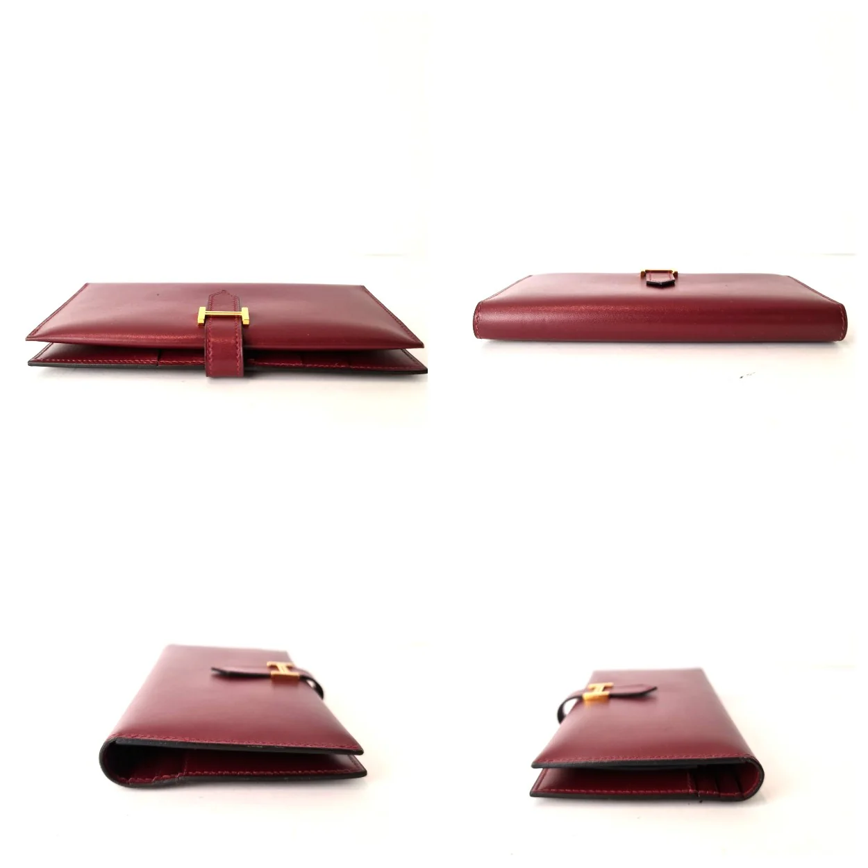 Hermes Bearn Maroon Swift Leather Wallet - Image 8