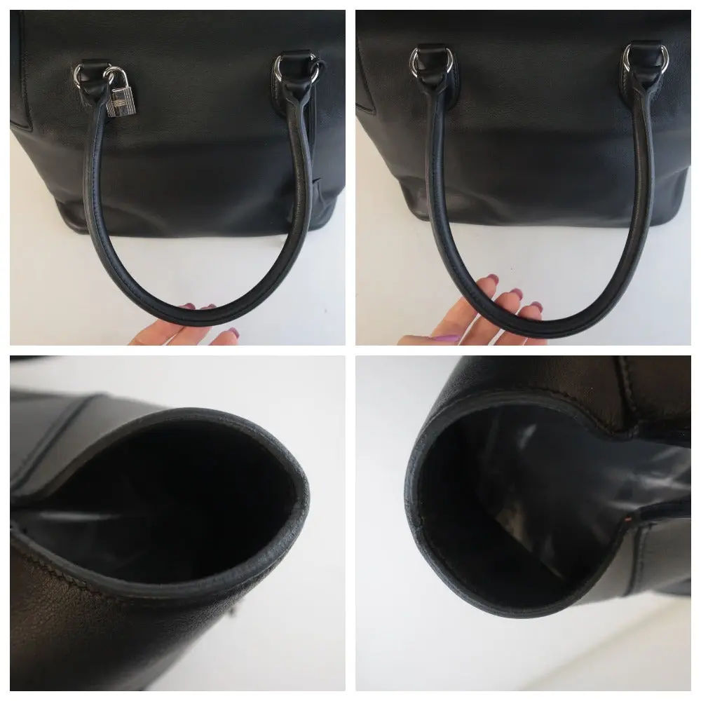 Hermes Black Swift Leather Q Square PHW Toolbox 26 Handbag - Image 15