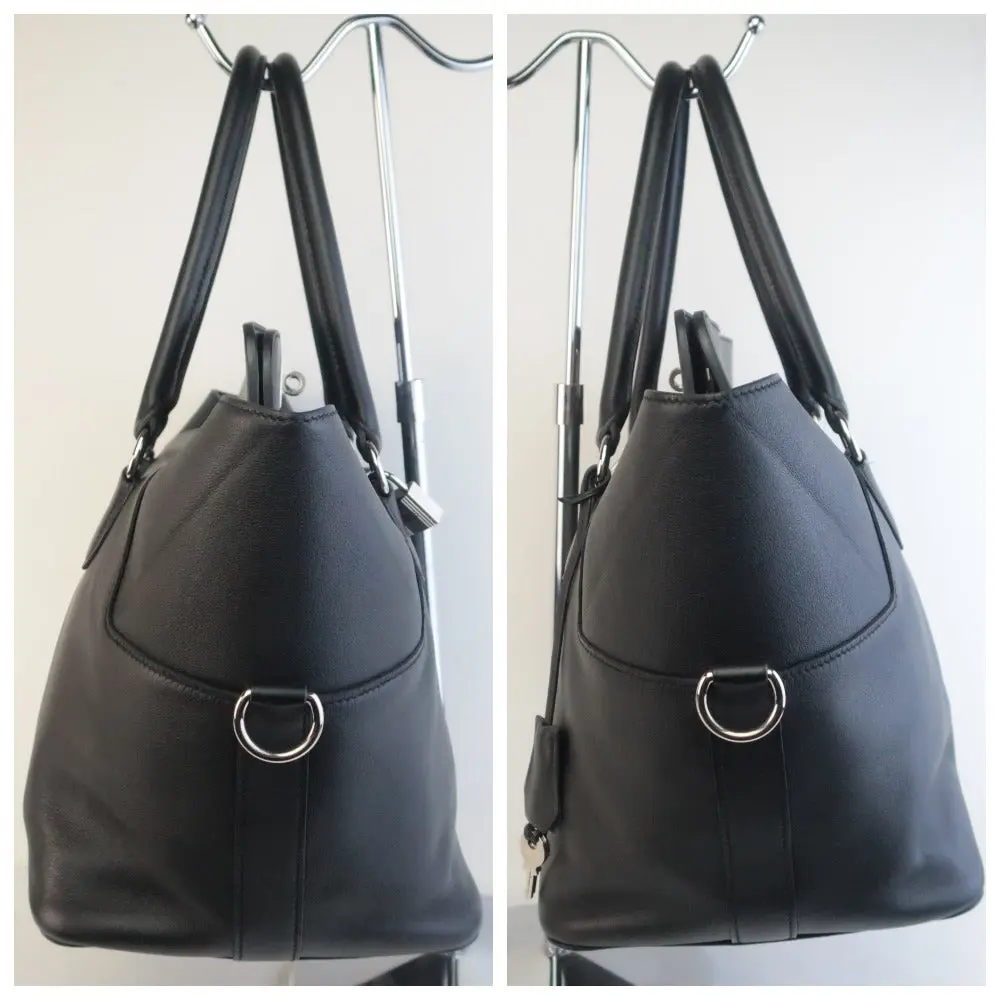 Hermes Black Swift Leather Q Square PHW Toolbox 26 Handbag - Image 6