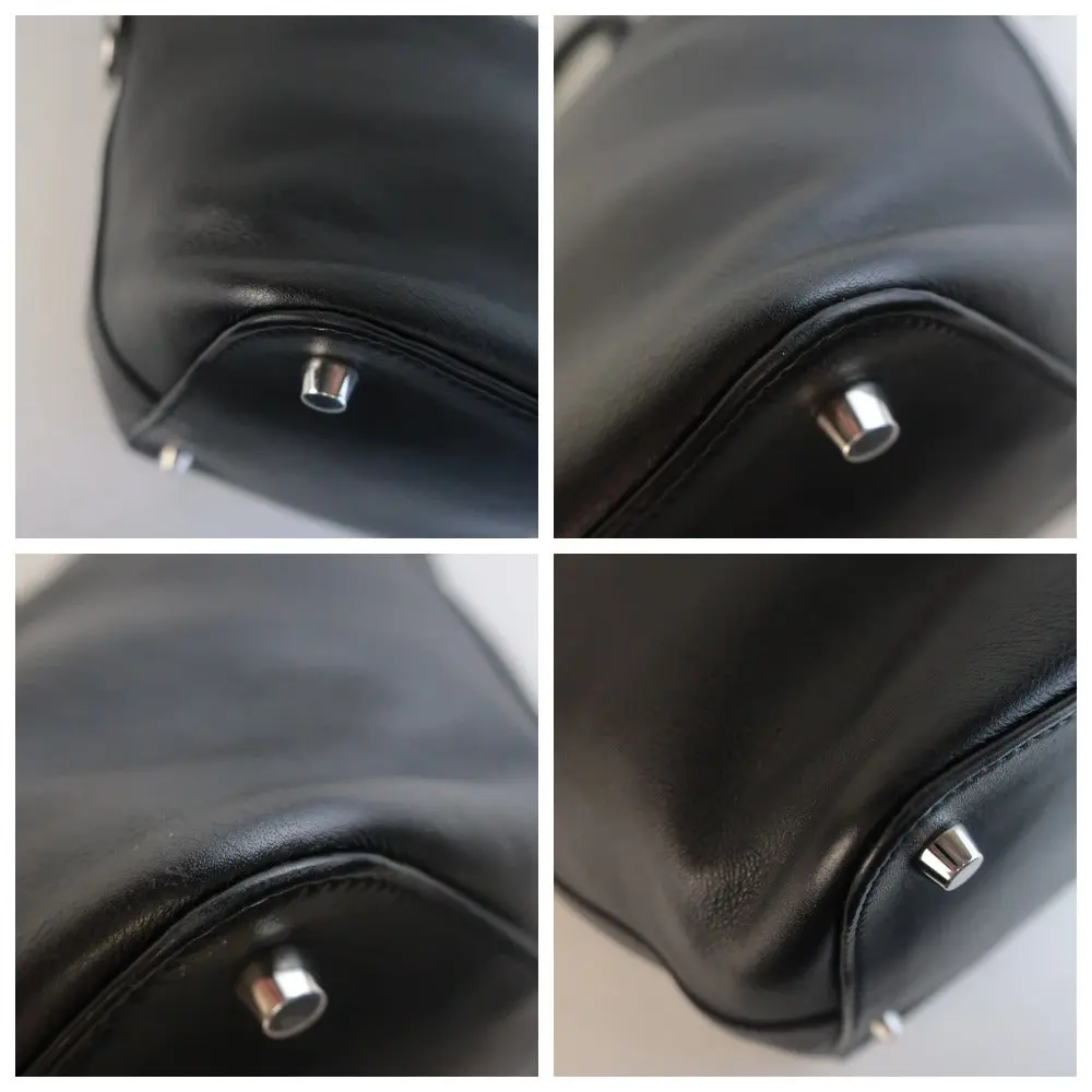 Hermes Black Swift Leather Q Square PHW Toolbox 26 Handbag - Image 9
