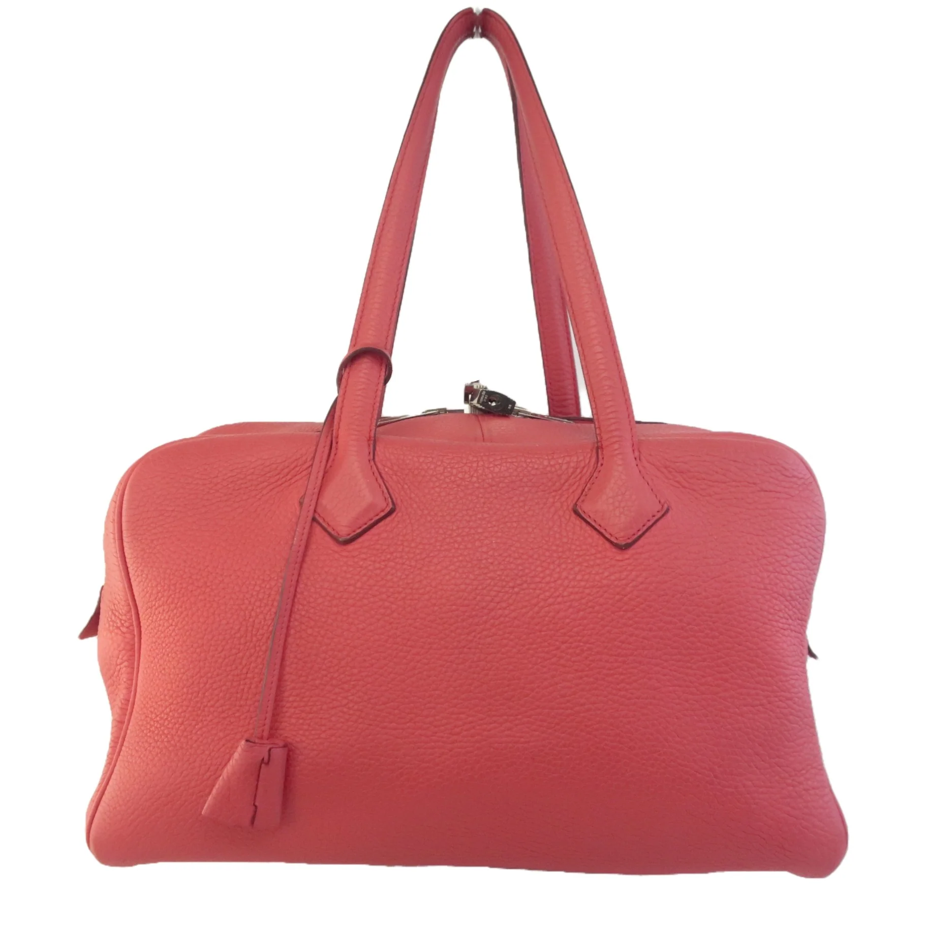 Hermes Rose Jaipur Taurillion Clemence O Square (2011) PHW Victoria II Handbag - Image 3