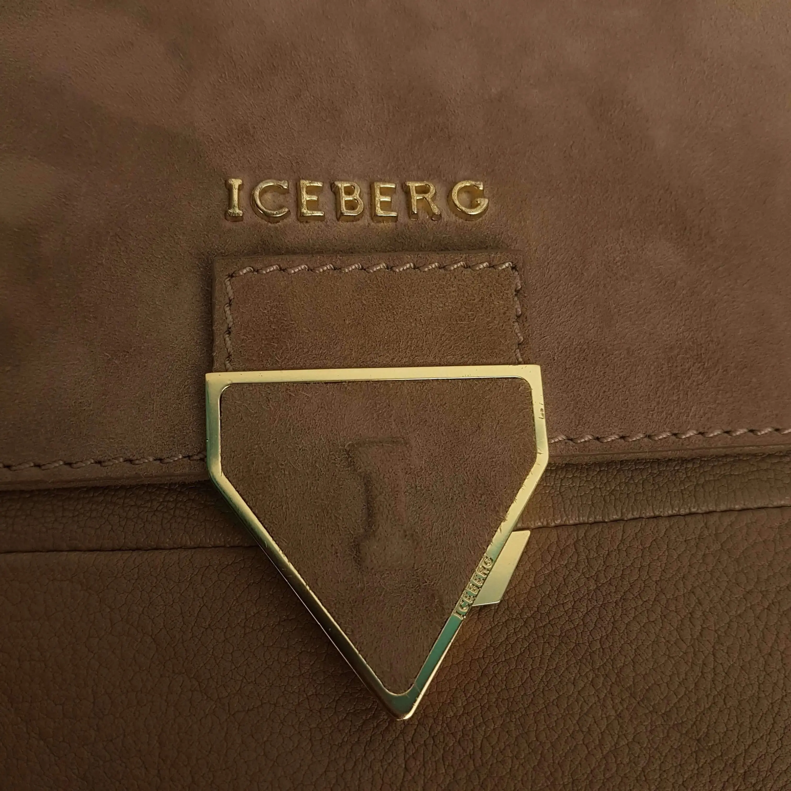 Iceberg Beige Leather Handbag with Chamois parts - Image 16