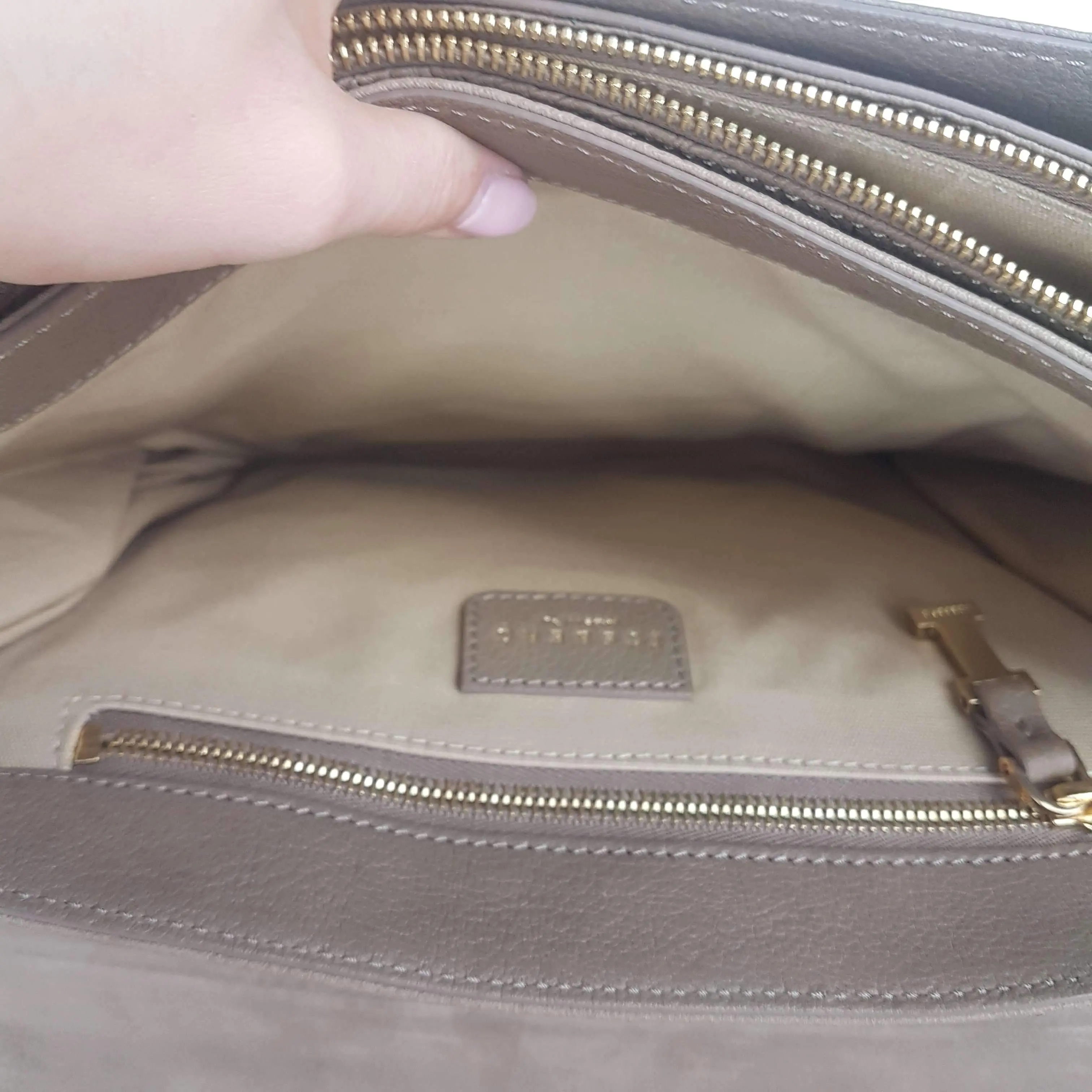 Iceberg Beige Leather Handbag with Chamois parts - Image 32