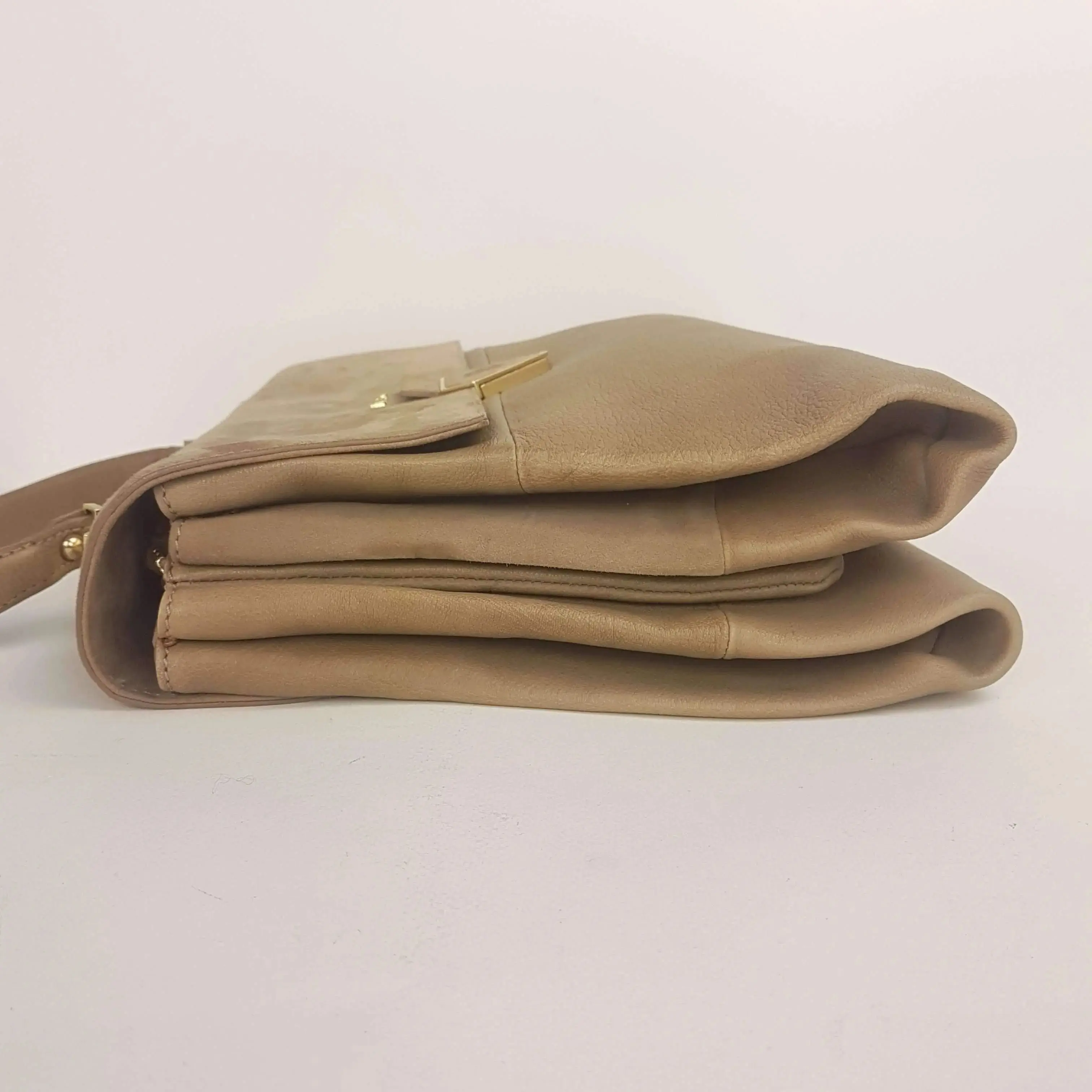 Iceberg Beige Leather Handbag with Chamois parts - Image 6