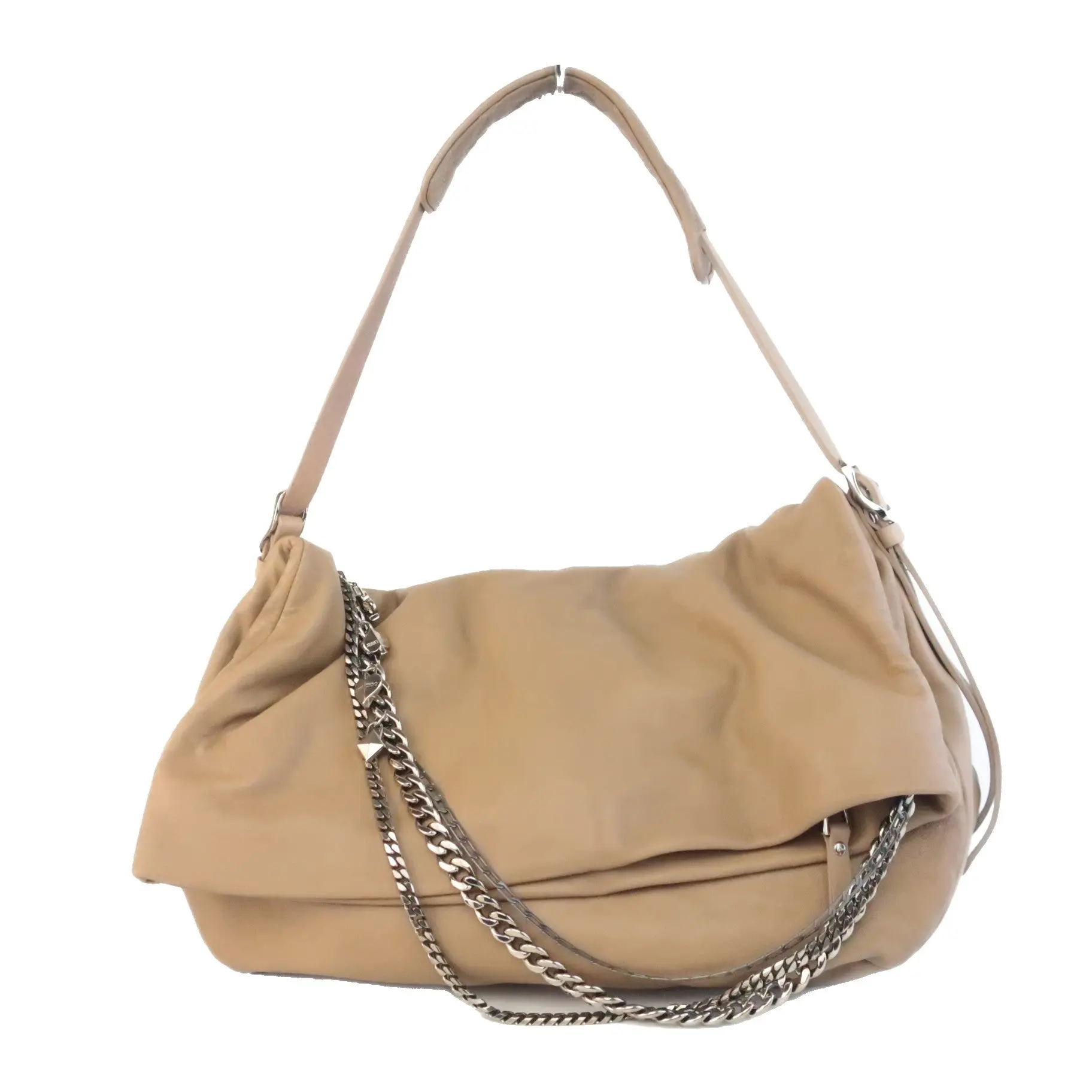Jimmy Choo Beige Leather Large Biker Saddle Chain Crossbody Bag - Image 2