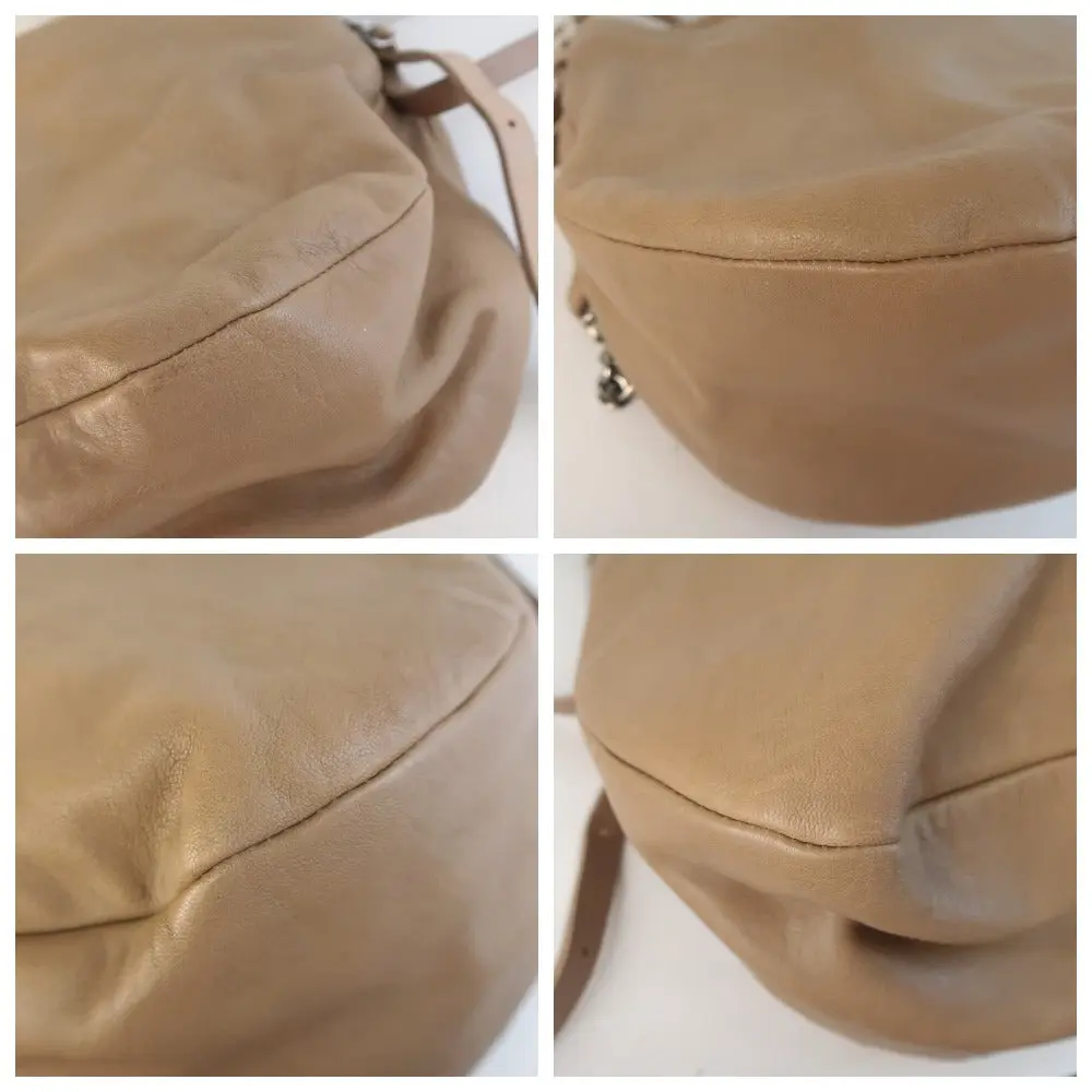 Jimmy Choo Beige Leather Large Biker Saddle Chain Crossbody Bag - Image 8