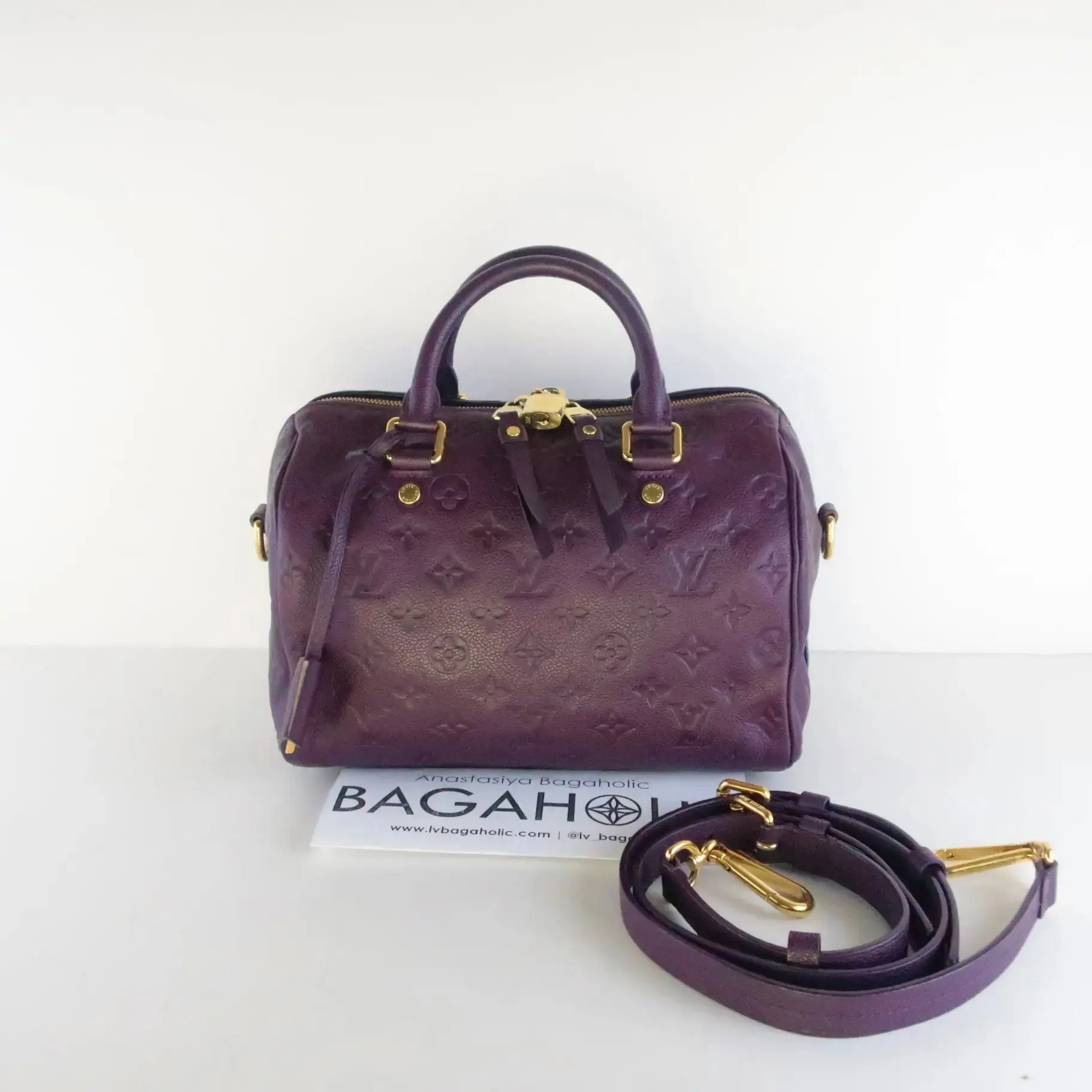 Louis Vuitton Aube/Violet Speedy Bandouliere 25 Empreinte Crossbody Bag - Image 4