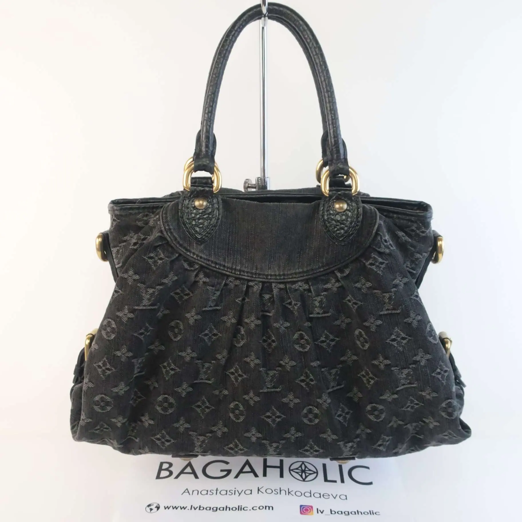 Louis Vuitton Black Denim Monogram Denim Neo Cabby MM Bag - Image 3