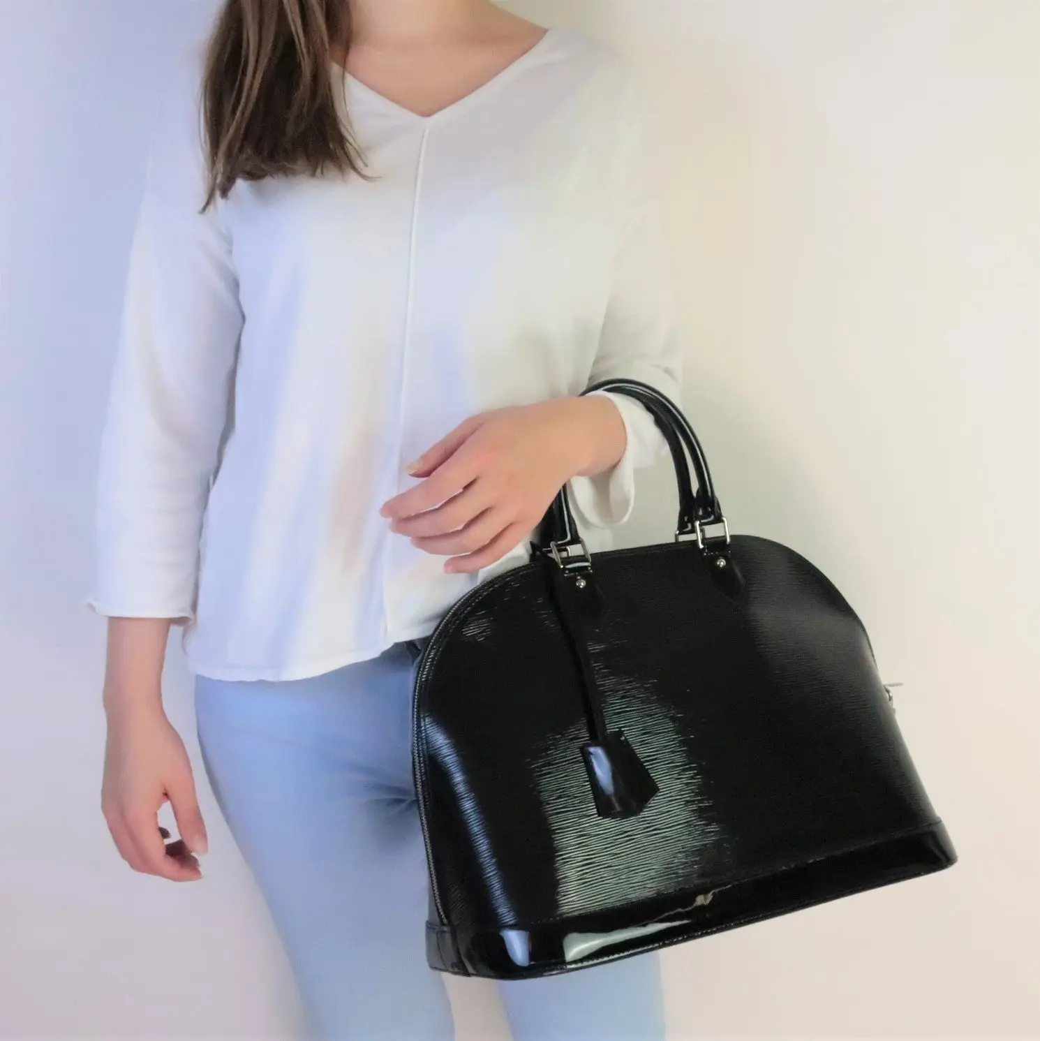 Louis Vuitton Black Epi Electric Leather Alma MM Bag