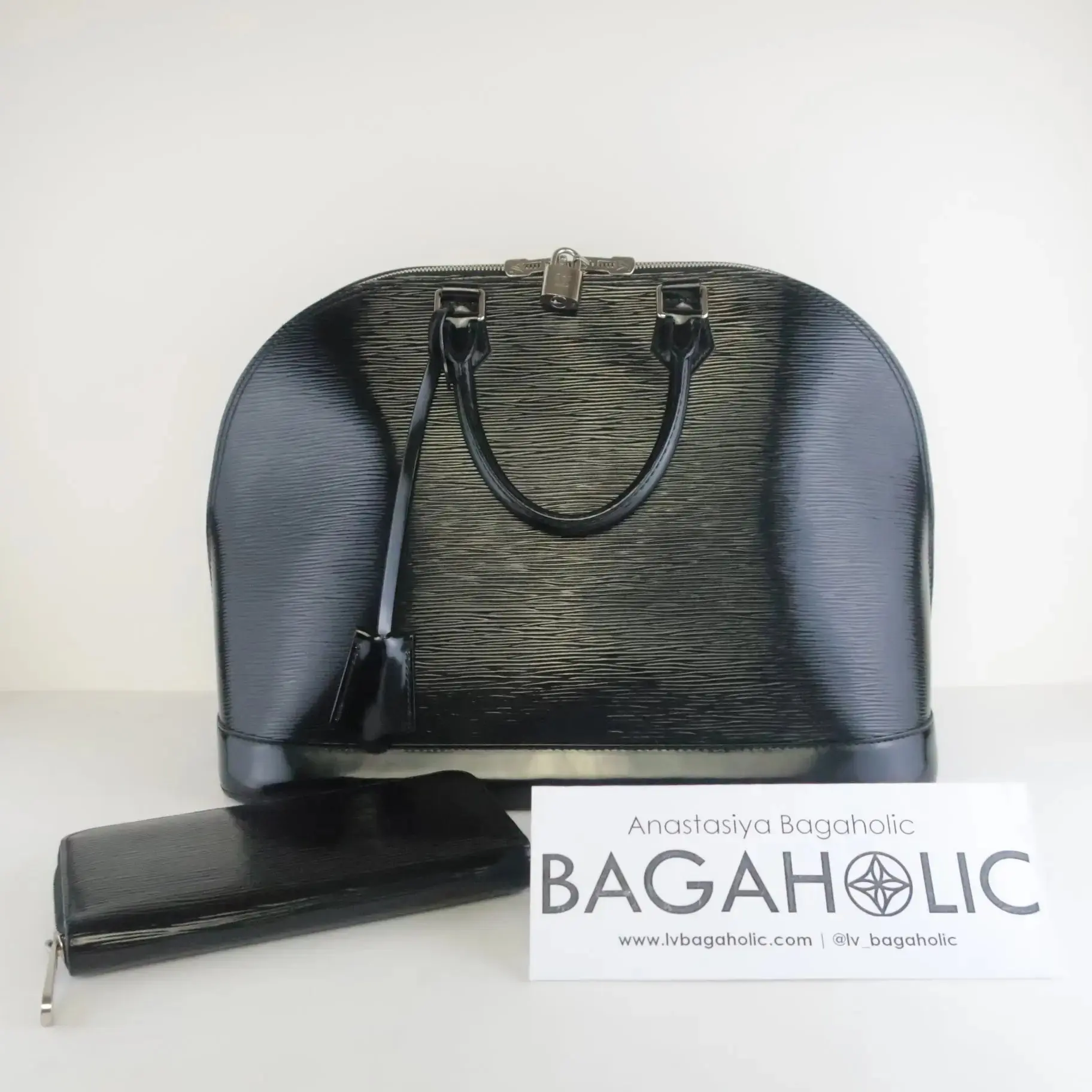 Louis Vuitton Black Epi Electric Leather Alma MM Bag (556) - Image 3
