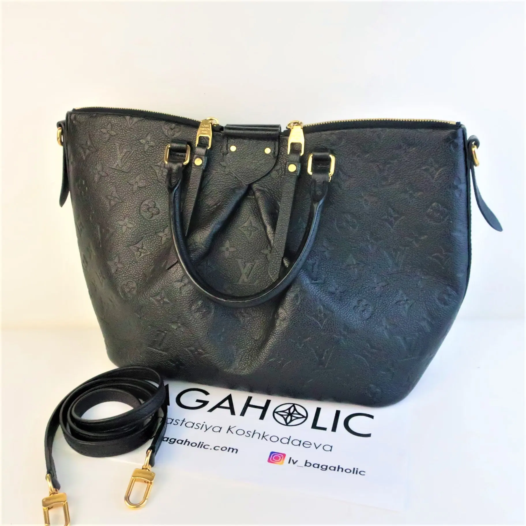 Louis Vuitton Black Monogram Empreinte Mazarine MM Bag - Image 3