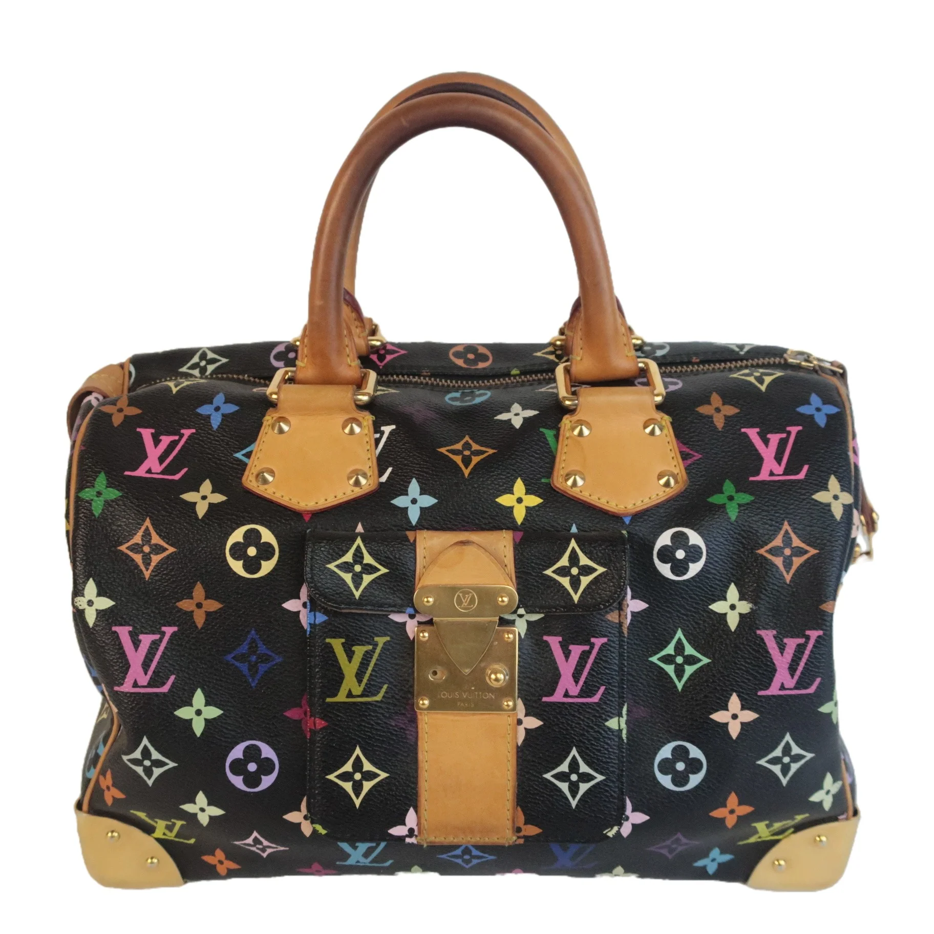 Louis Vuitton Black Monogram Multicolor Speedy 30 Bag