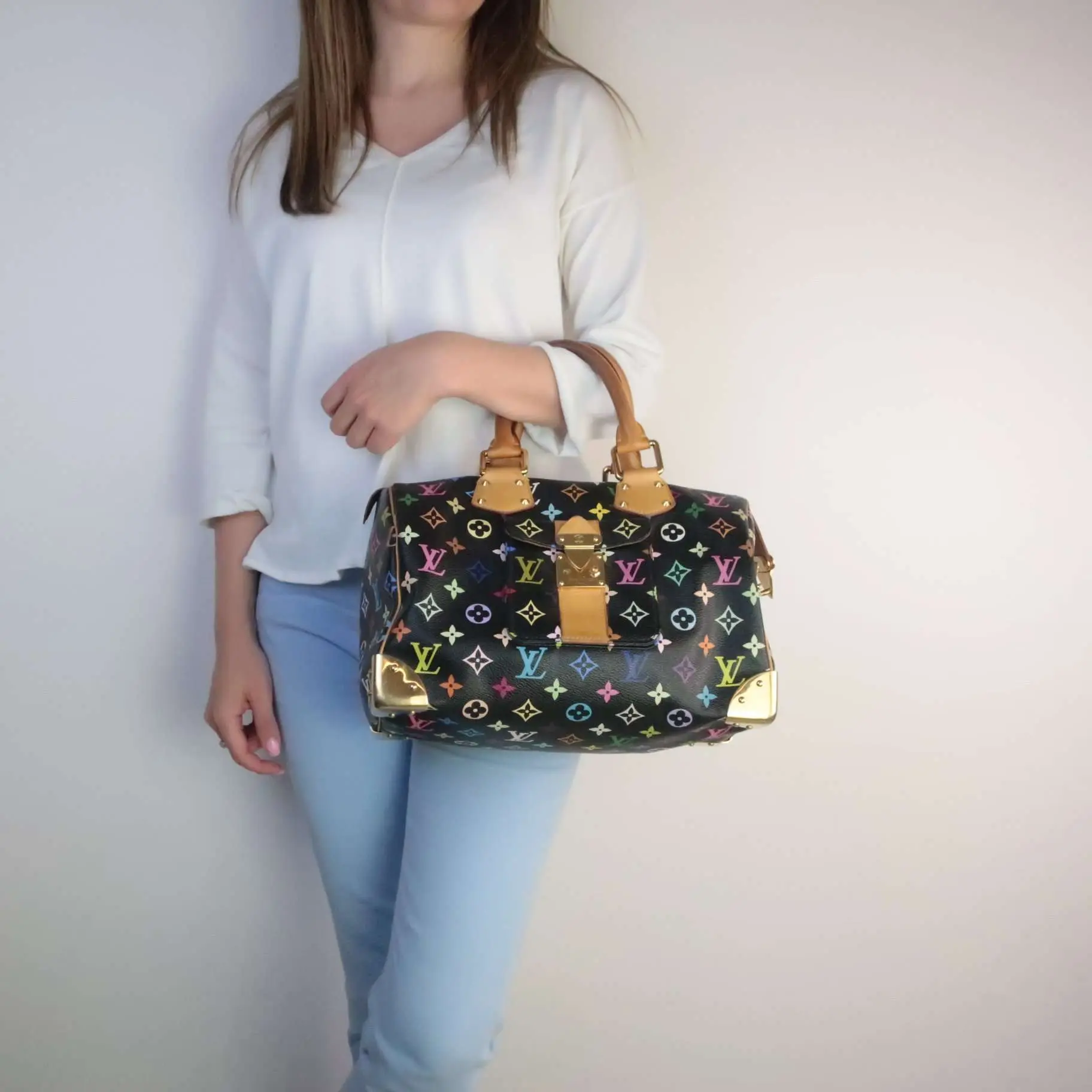 Louis Vuitton Black Monogram Multicolor Speedy 30 Bag - Image 2