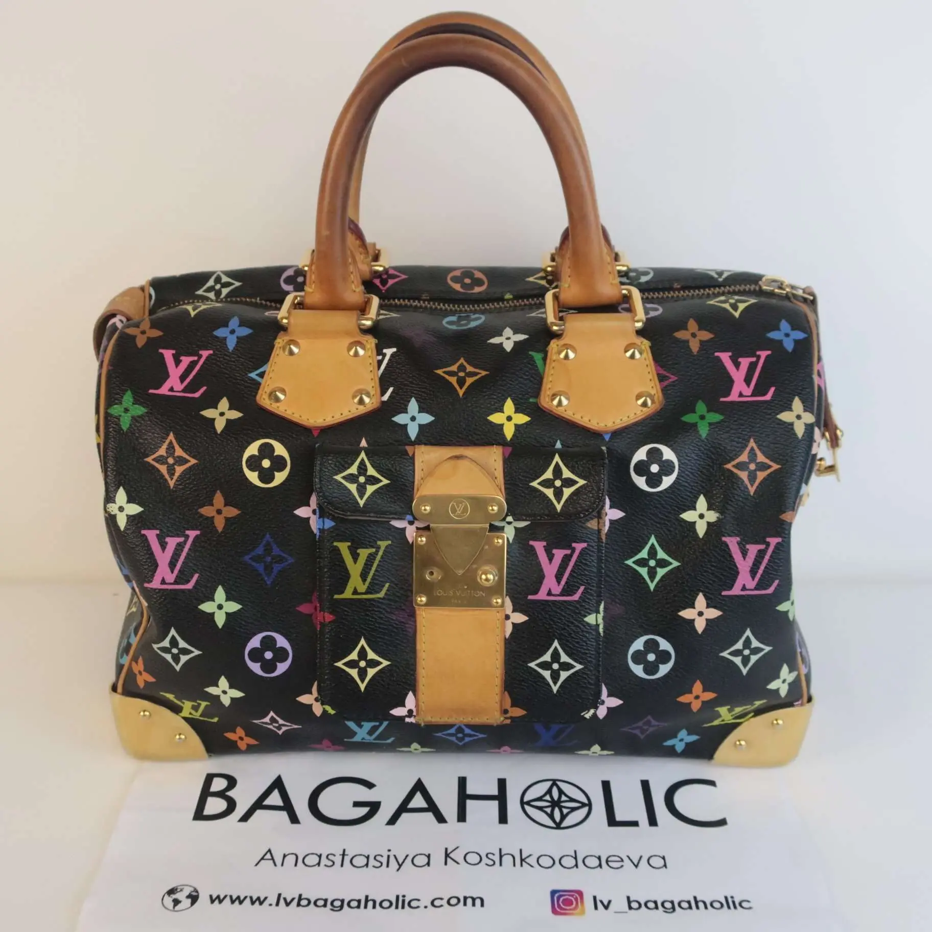 Louis Vuitton Black Monogram Multicolor Speedy 30 Bag - Image 3