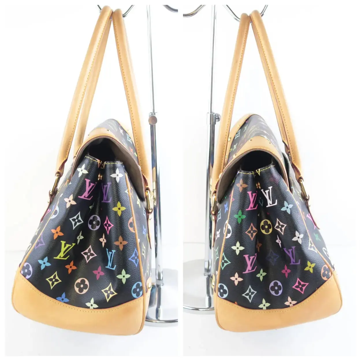 Louis Vuitton Black Monogram Multicolore Beverly GM Bag - Image 6