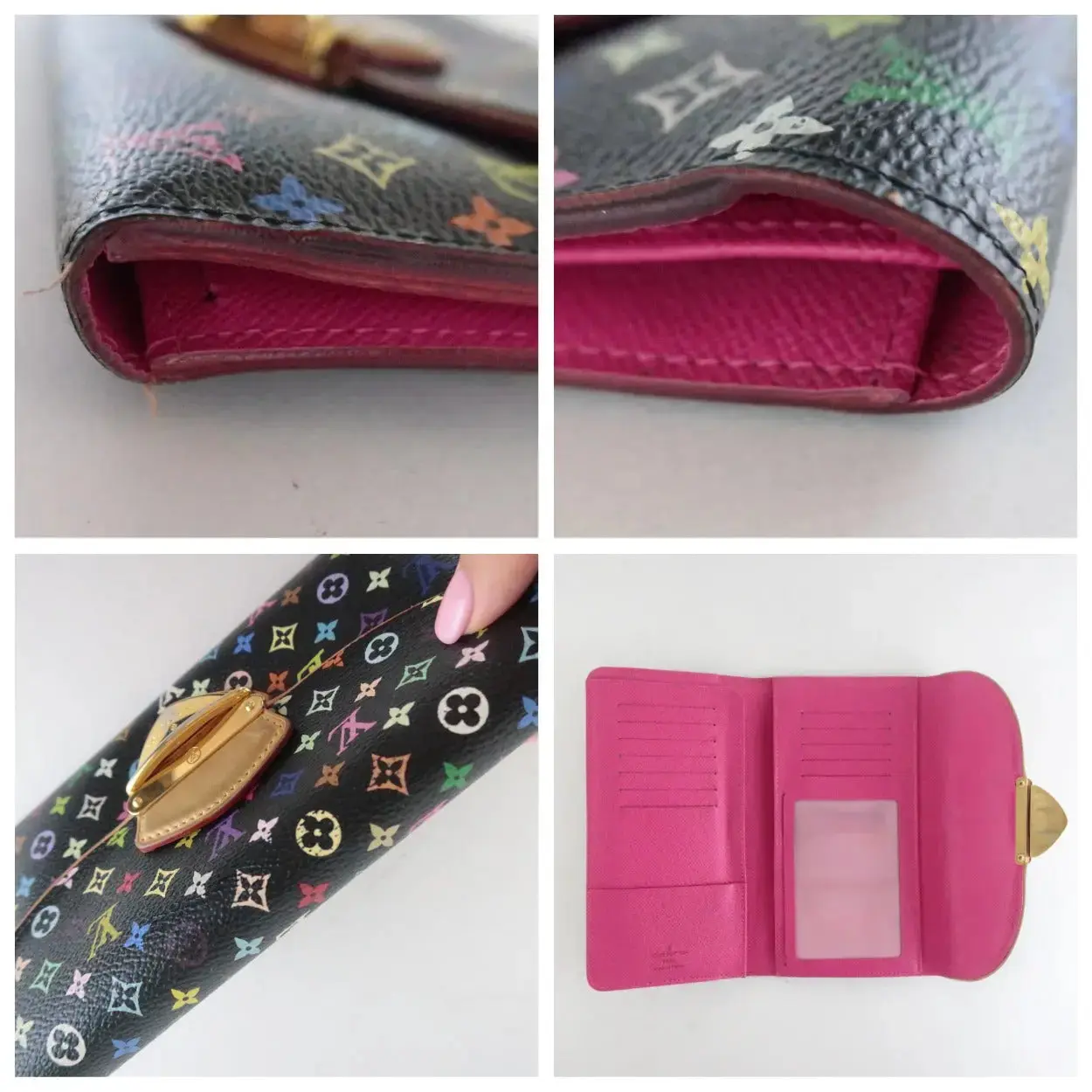 Louis Vuitton Black Monogram Multicolore Eugenie Wallet - Image 8