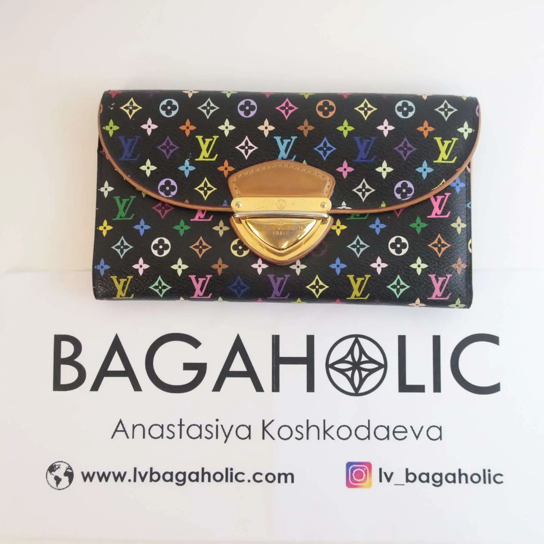 Louis Vuitton Black Monogram Multicolore Eugenie Wallet - Image 3