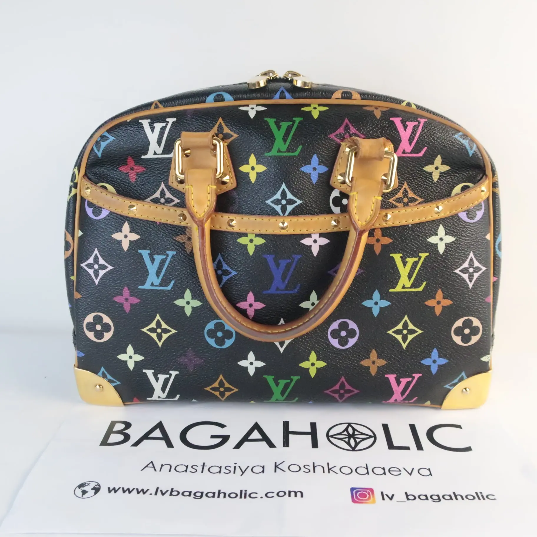 Louis Vuitton Black Monogram Multicolore Trouville Bag - Image 3