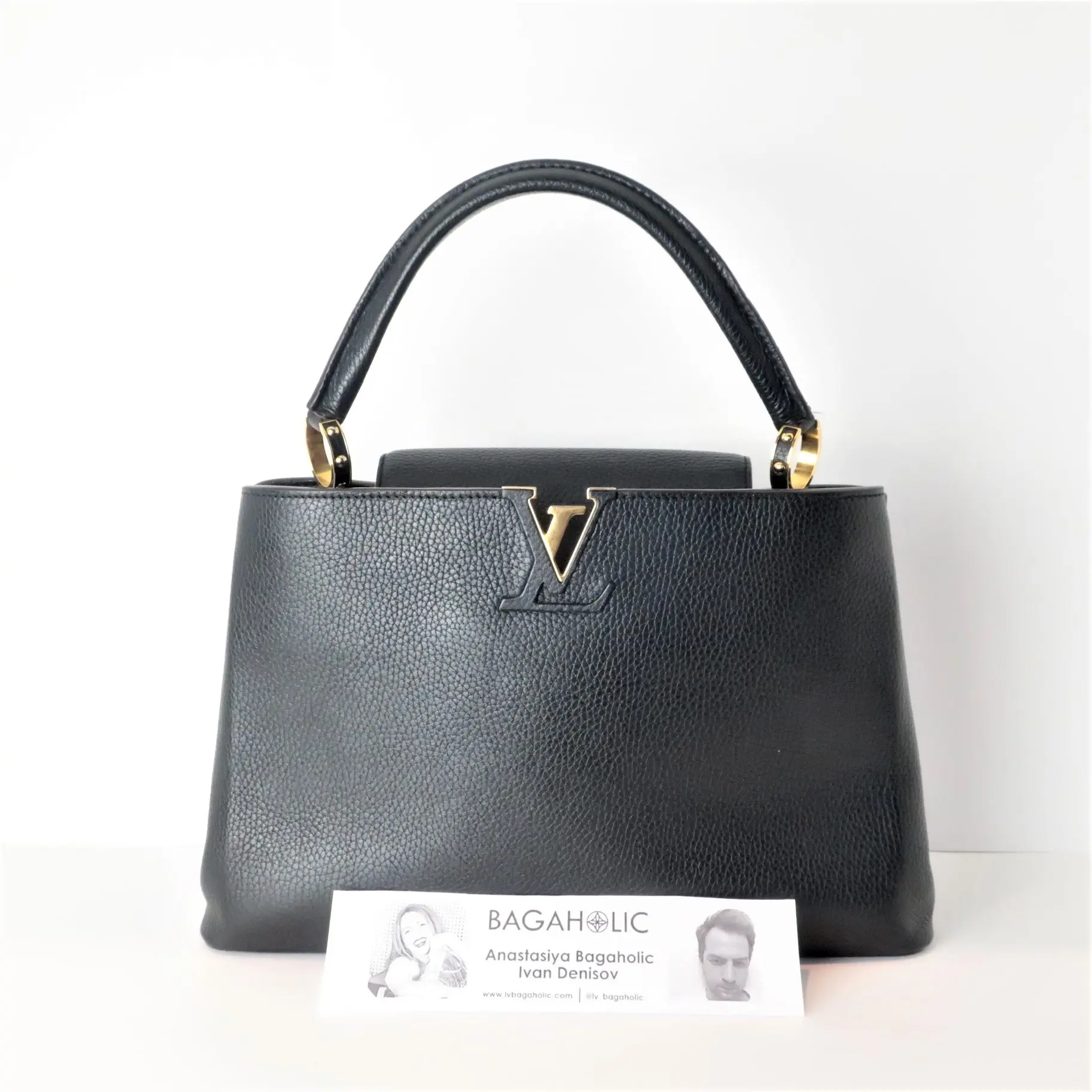 Louis Vuitton Noir Taurillion Leather Capucines MM Bag - Image 2