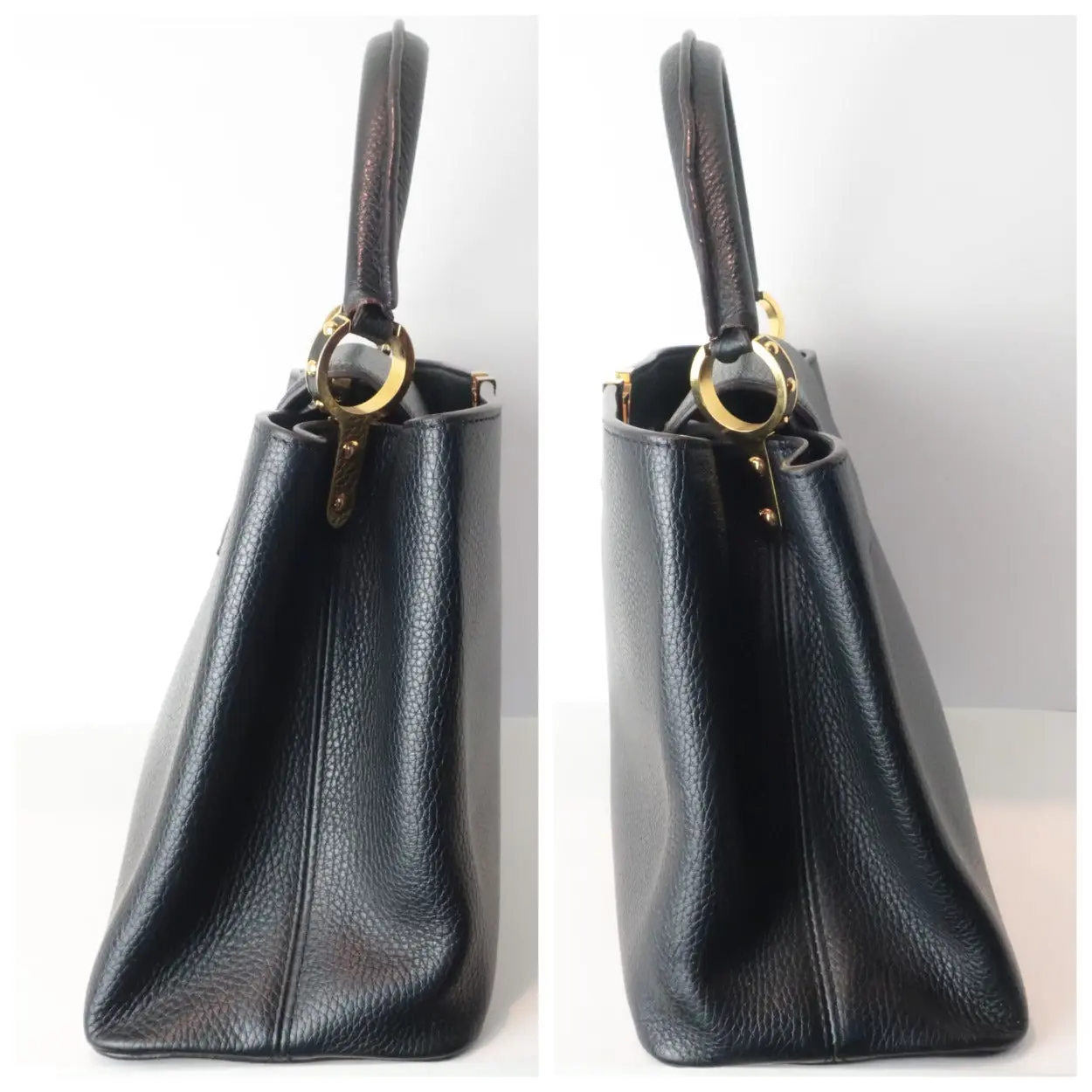 Louis Vuitton Noir Taurillion Leather Capucines MM Bag - Image 6