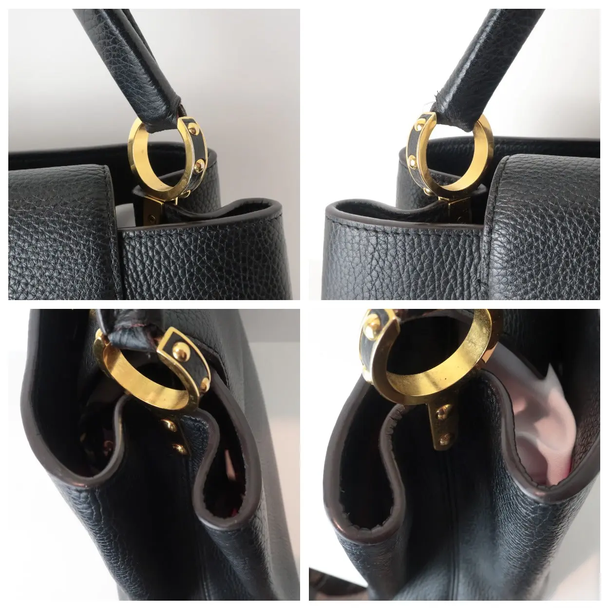 Louis Vuitton Noir Taurillion Leather Capucines MM Bag - Image 8
