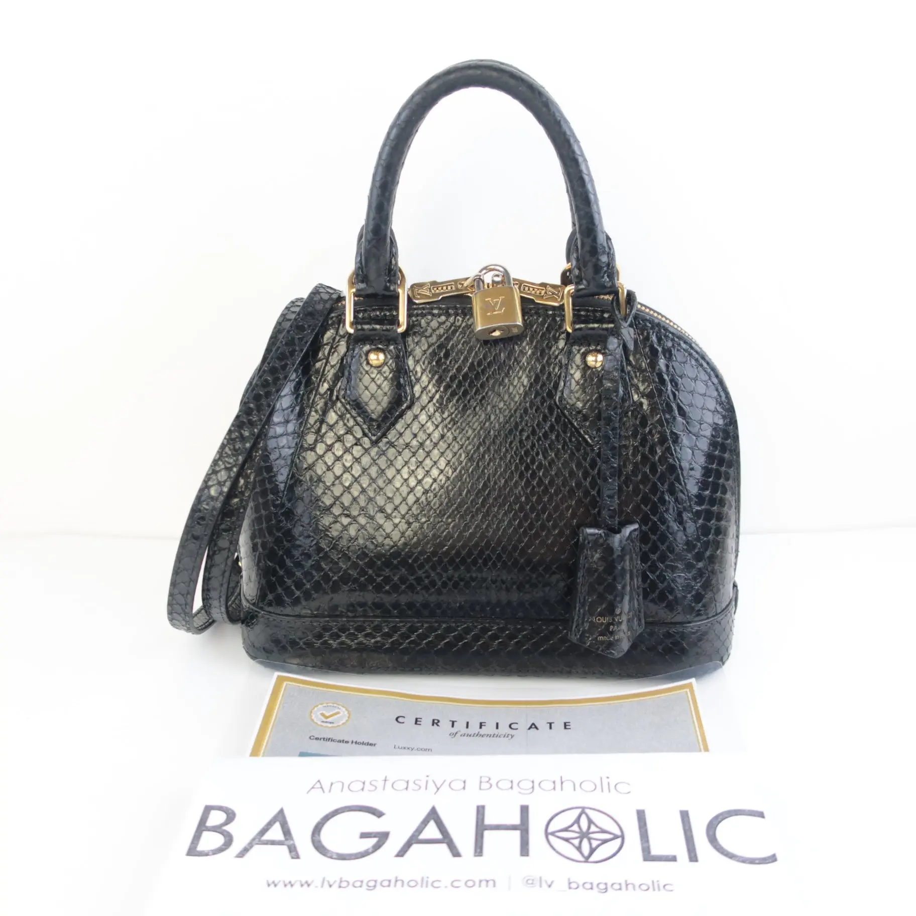 Louis Vuitton Black Python Alma BB Crossbody Bag - Image 3