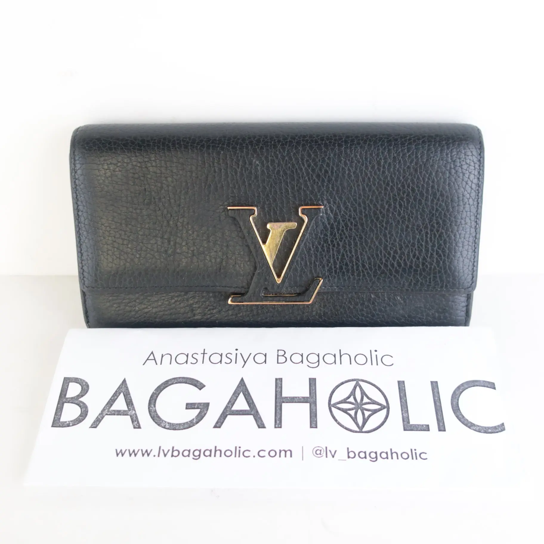 Louis Vuitton Black Taurillon Leather Capucines Bag Wallet - Image 3
