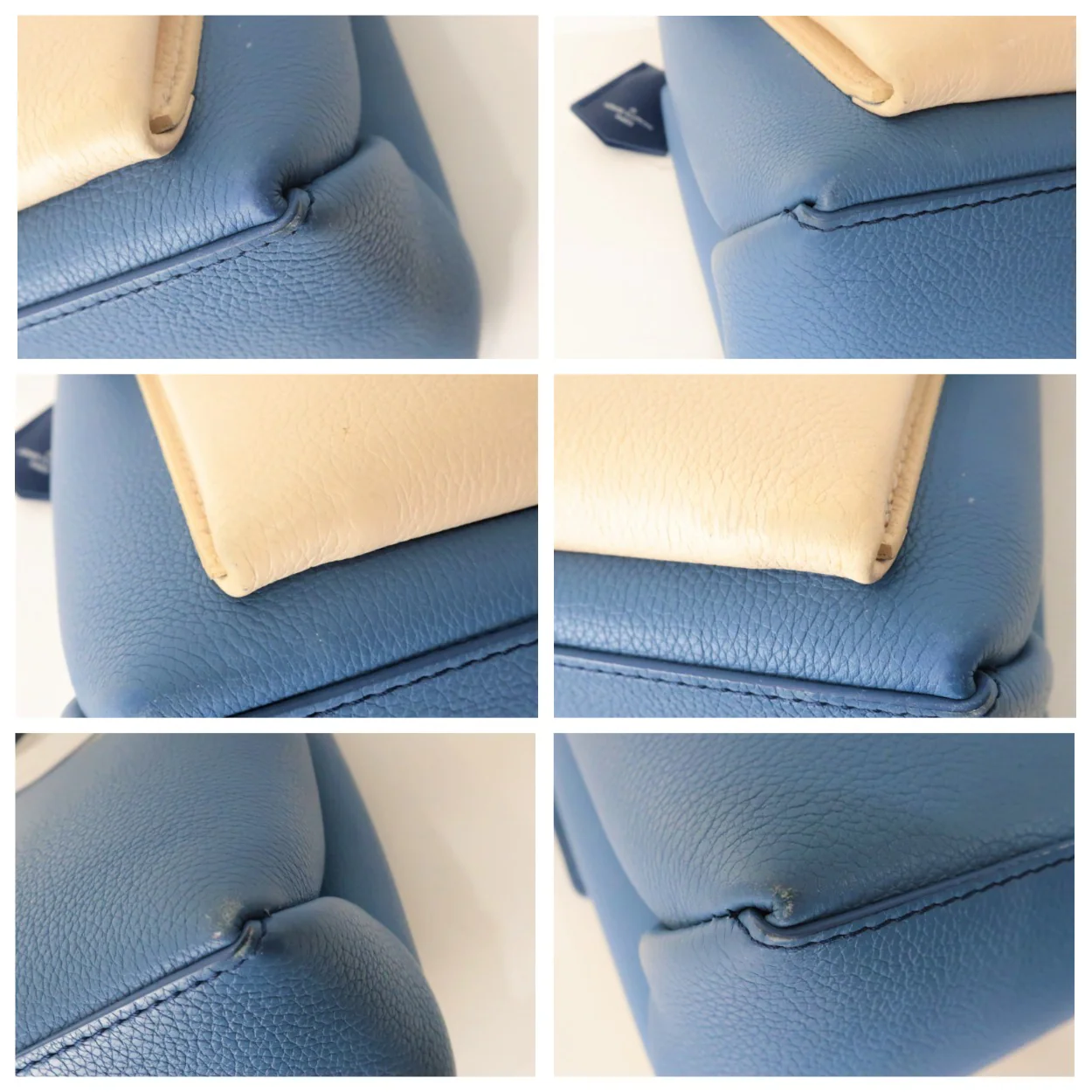 Louis Vuitton Blue/Beige Pebbled Leather Mylockme Bag - Image 8