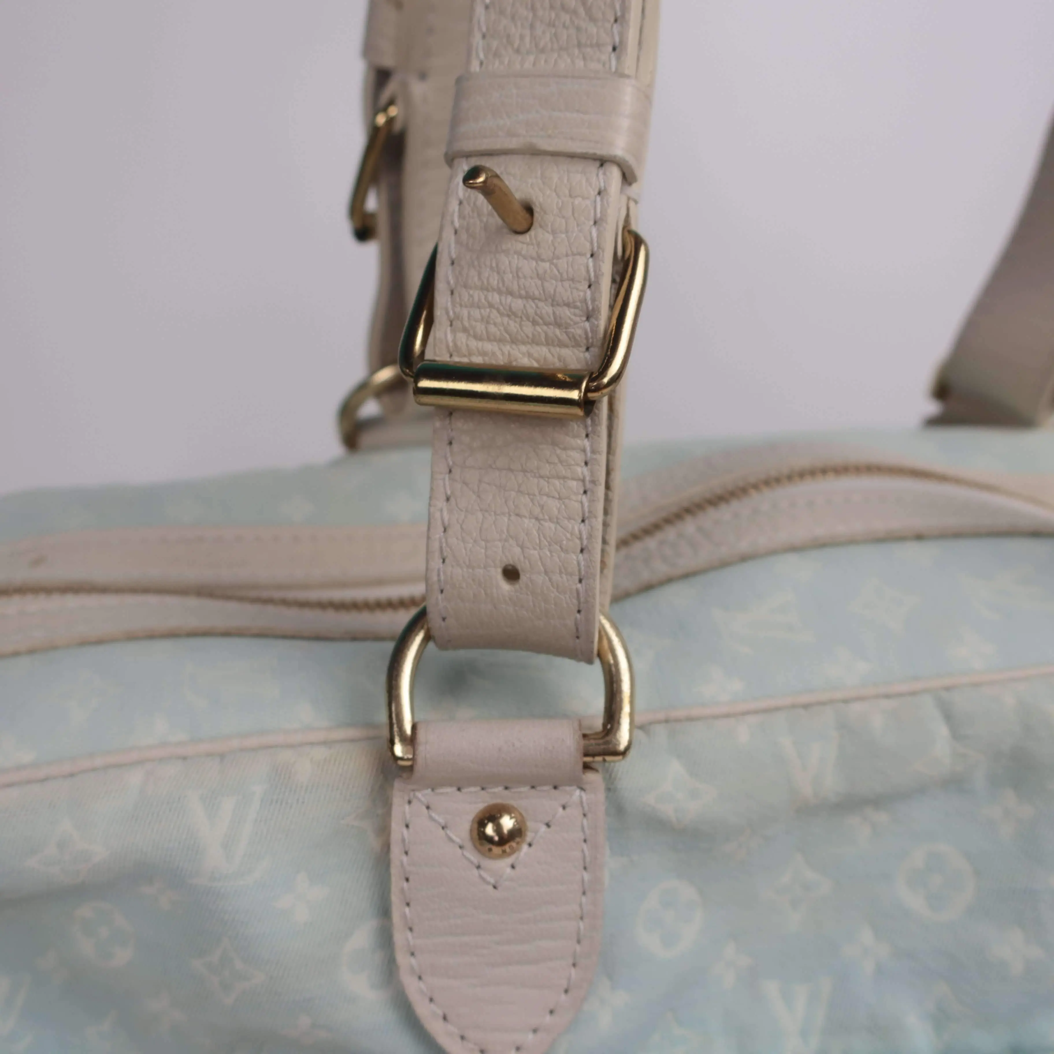 Louis Vuitton Blue Monogram Mini Lin Diaper Bag with diaper board - Image 23
