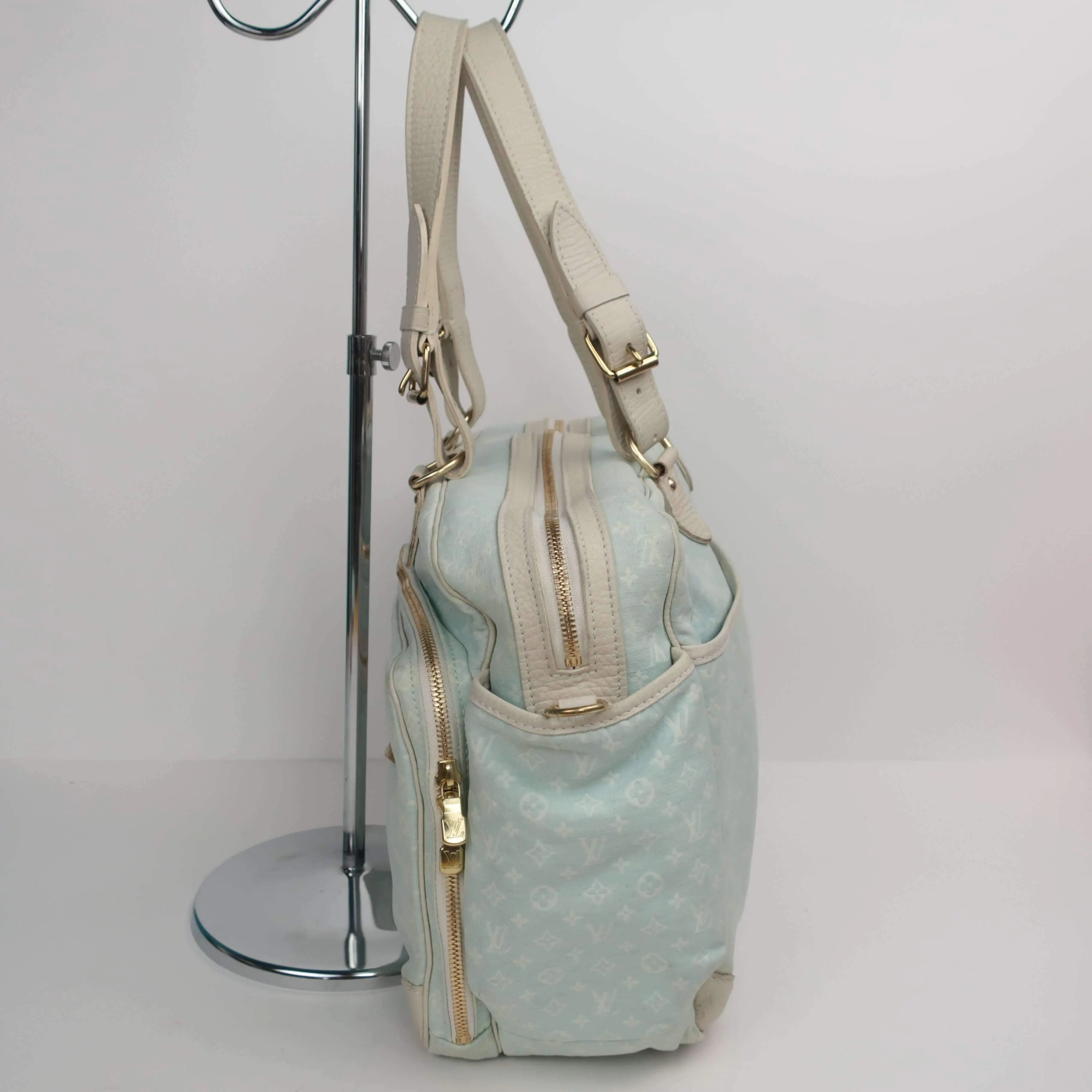 Louis Vuitton Blue Monogram Mini Lin Diaper Bag with diaper board - Image 4