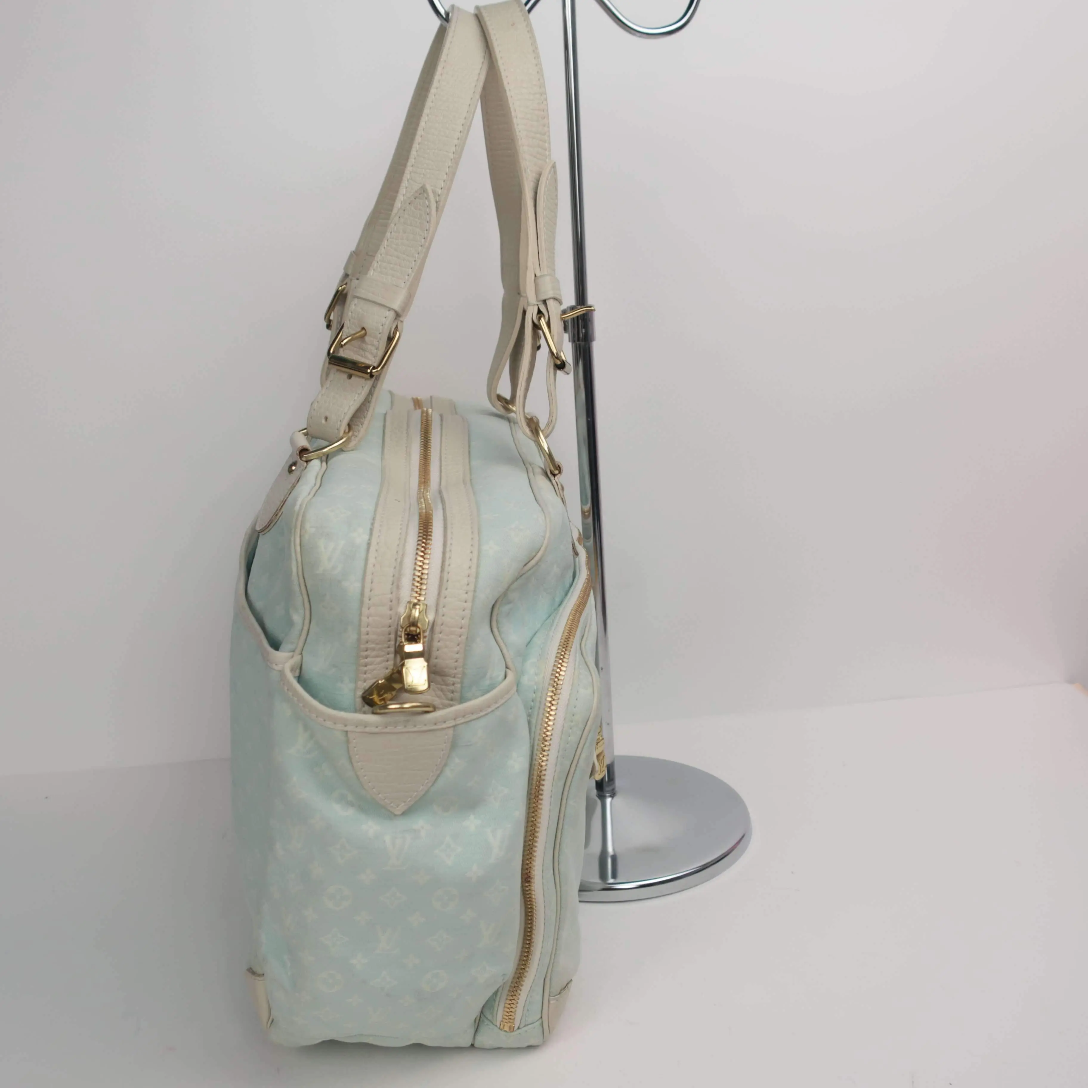 Louis Vuitton Blue Monogram Mini Lin Diaper Bag with diaper board - Image 5