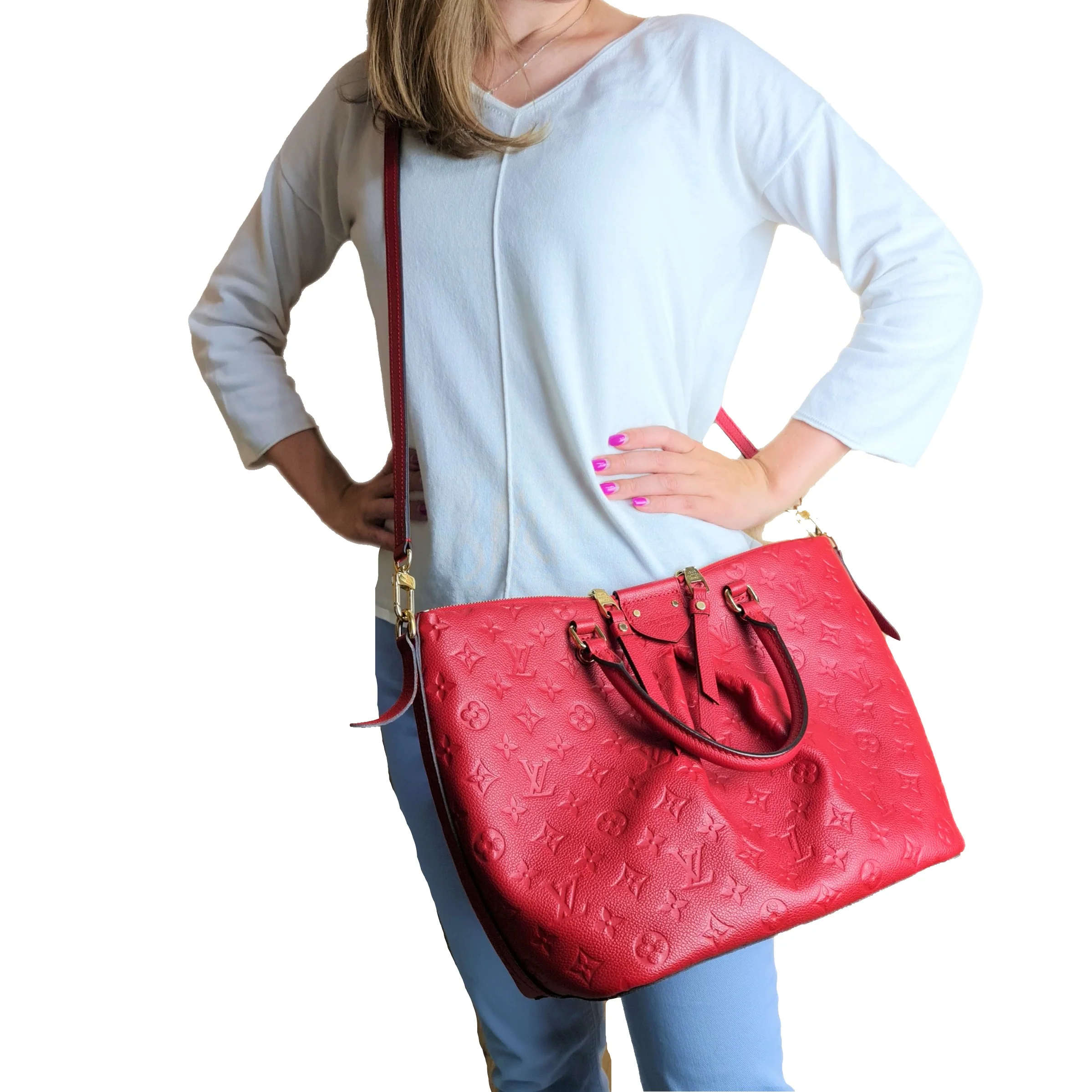 Louis Vuitton Red Monogram Empreinte Mazarine MM Bag