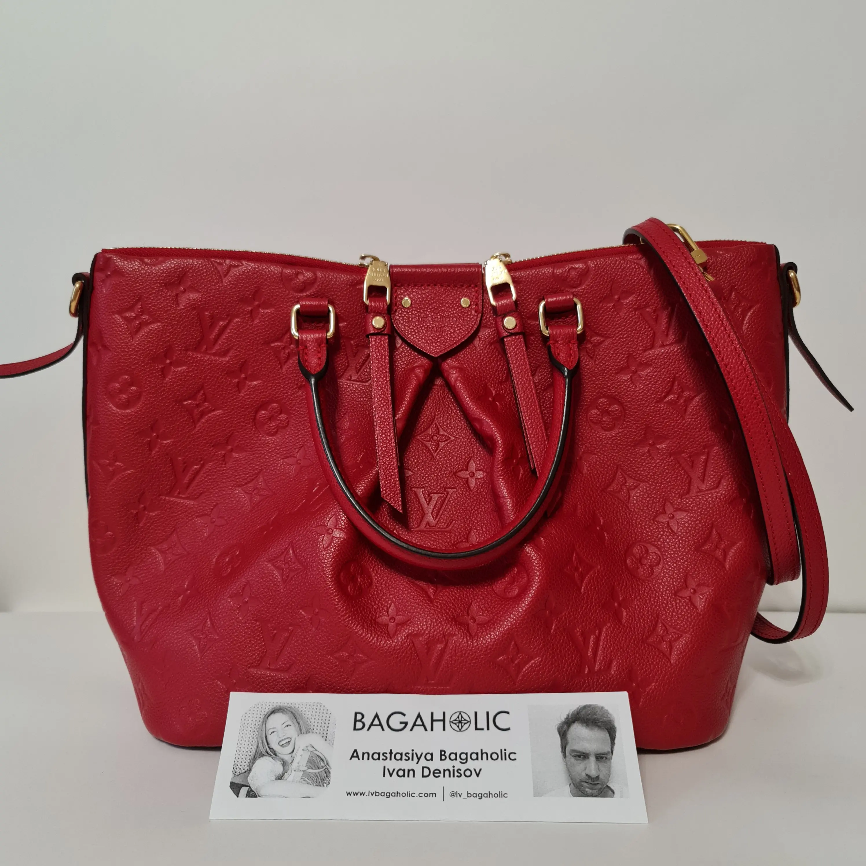Louis Vuitton Red Monogram Empreinte Mazarine MM Bag - Image 4