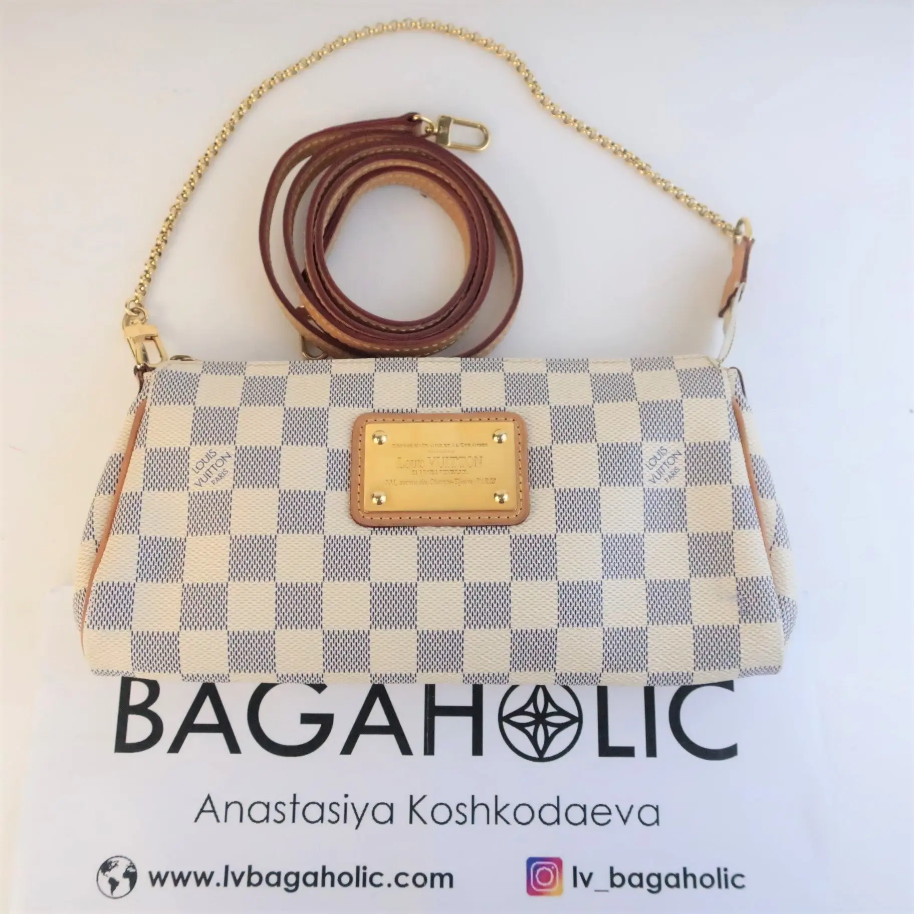 Louis Vuitton Damier Azur Canvas Eva Crossbody Bag - Image 2