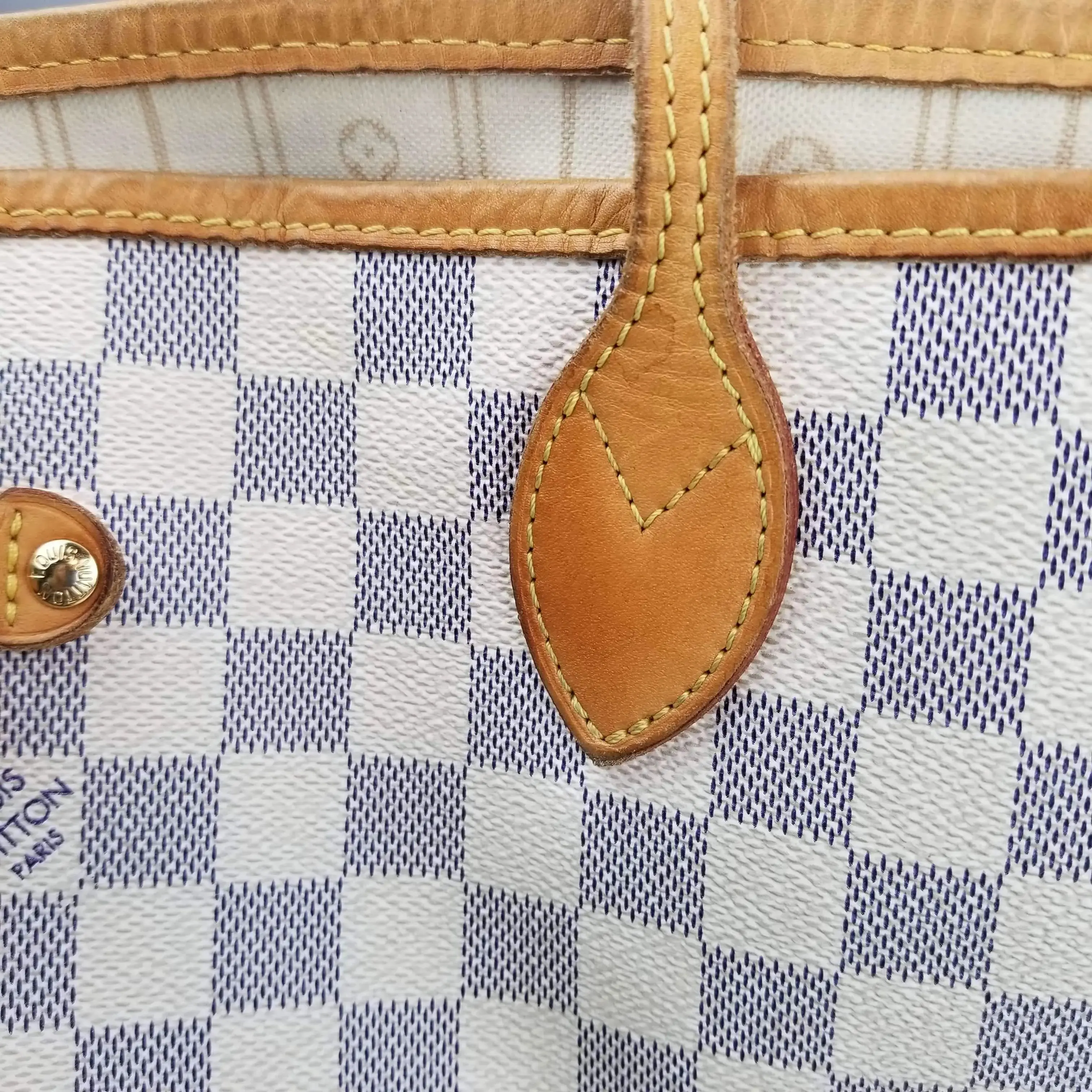 Louis Vuitton Damier Azur Neverfull MM Bag (with Initials) - Image 26
